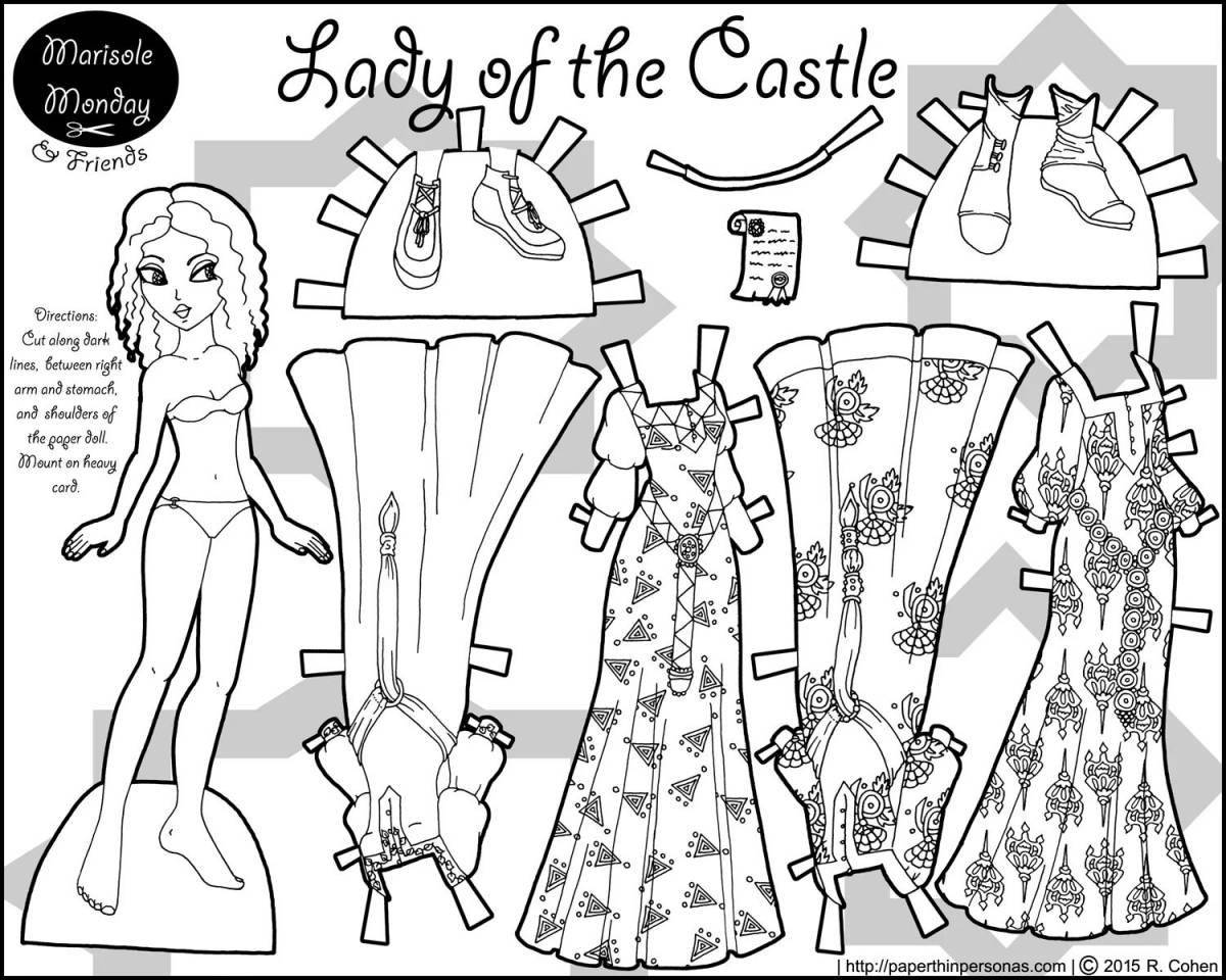 A fun coloring book for girls with clothes to cut out