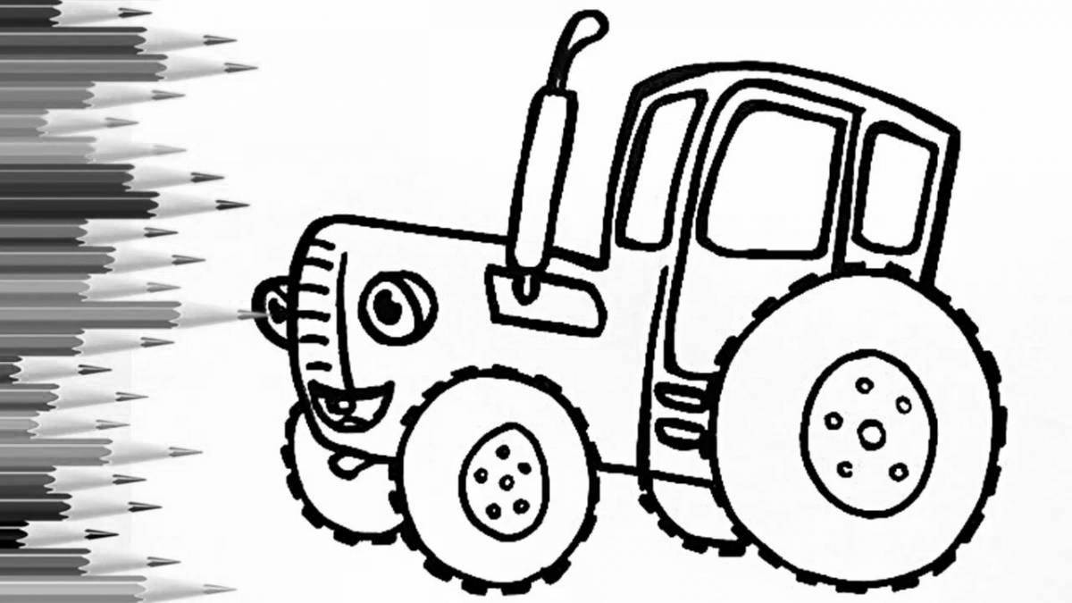 Sweet blue tractor coloring page