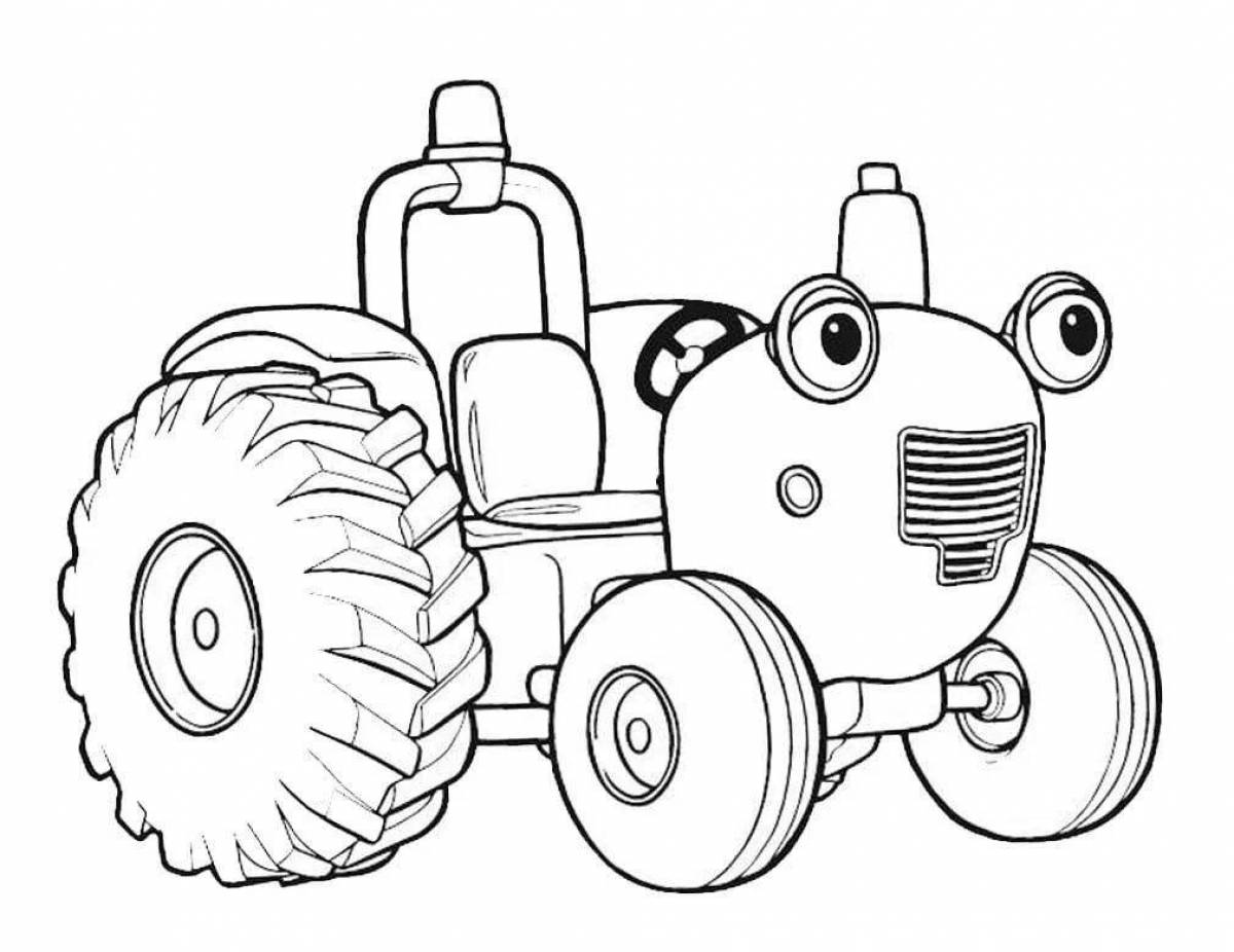 Coloring book outstanding blue tractor