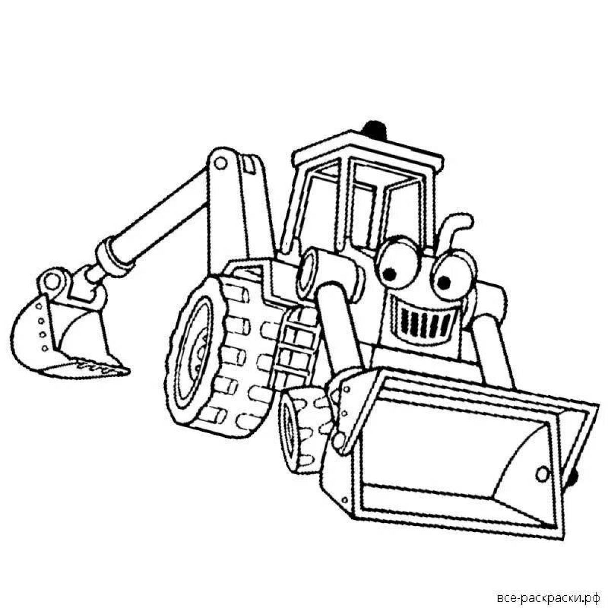 Раскраска великолепный синий трактор