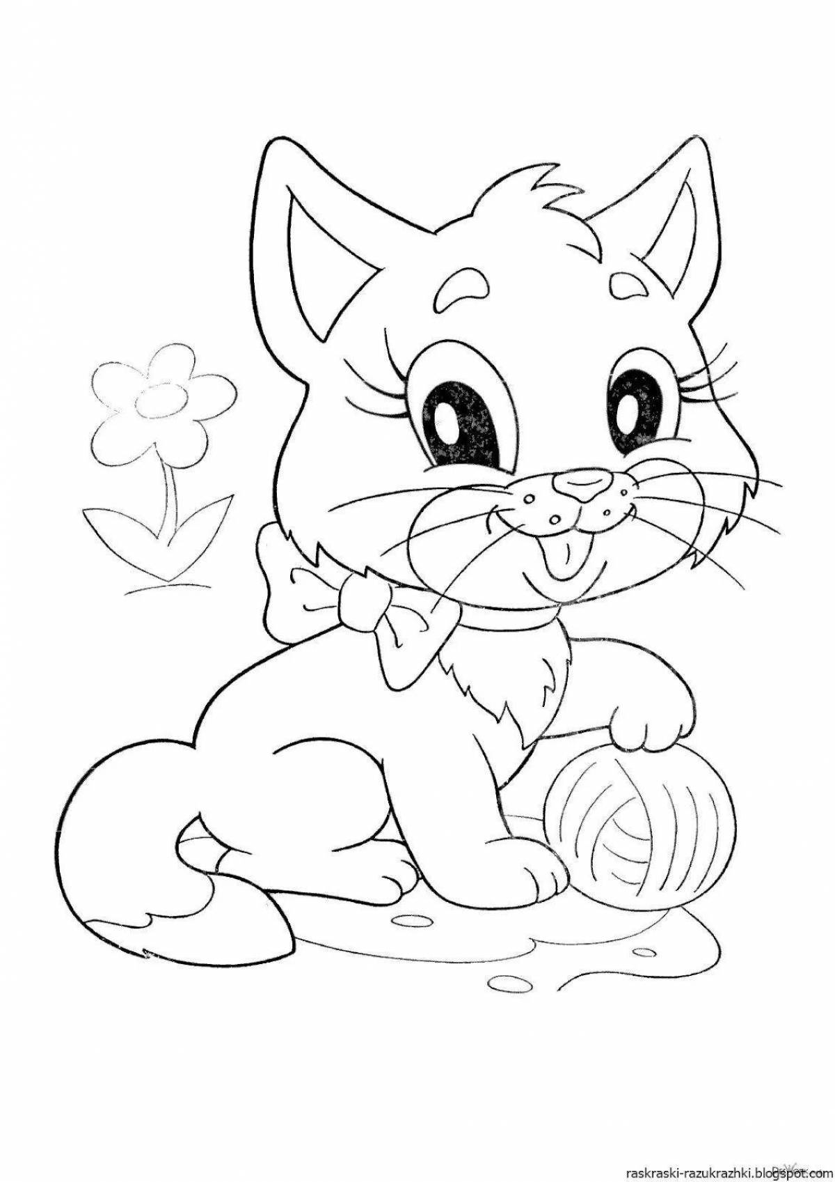 Cute kitten coloring book for kids 5-6 years old