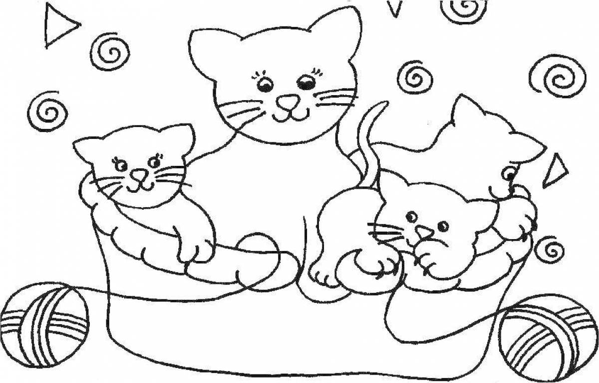 Coloring book funny kitten for children 5-6 years old