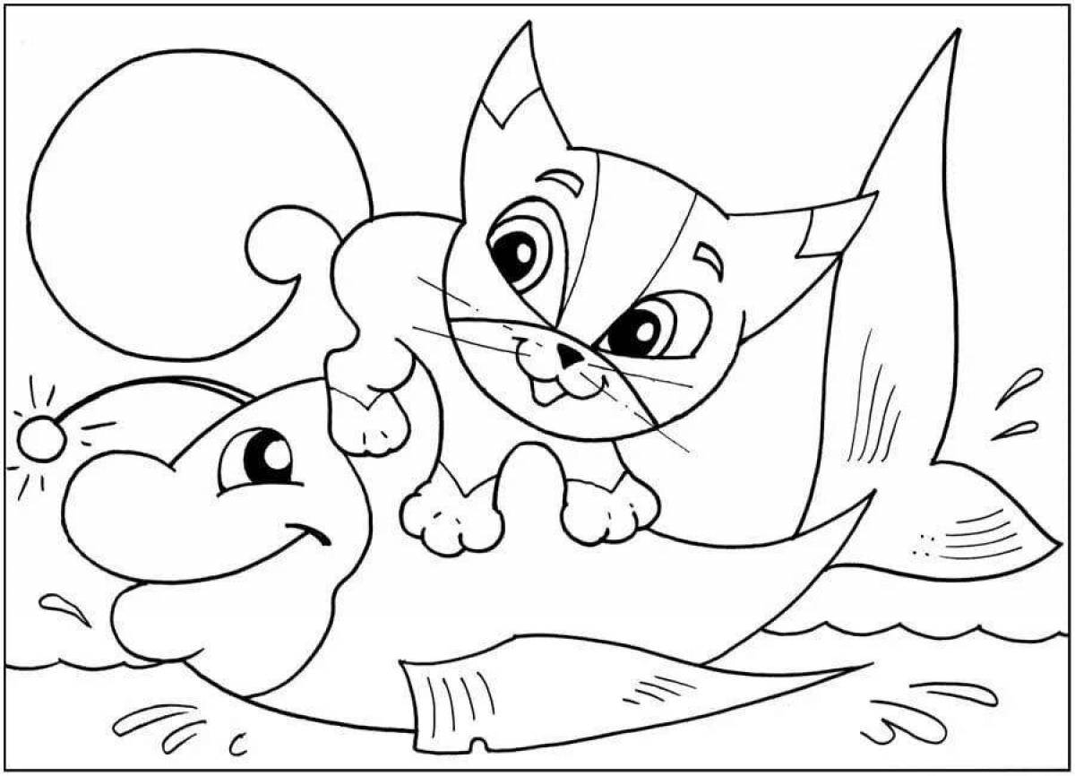 Attractive kitten coloring for children 5-6 years old