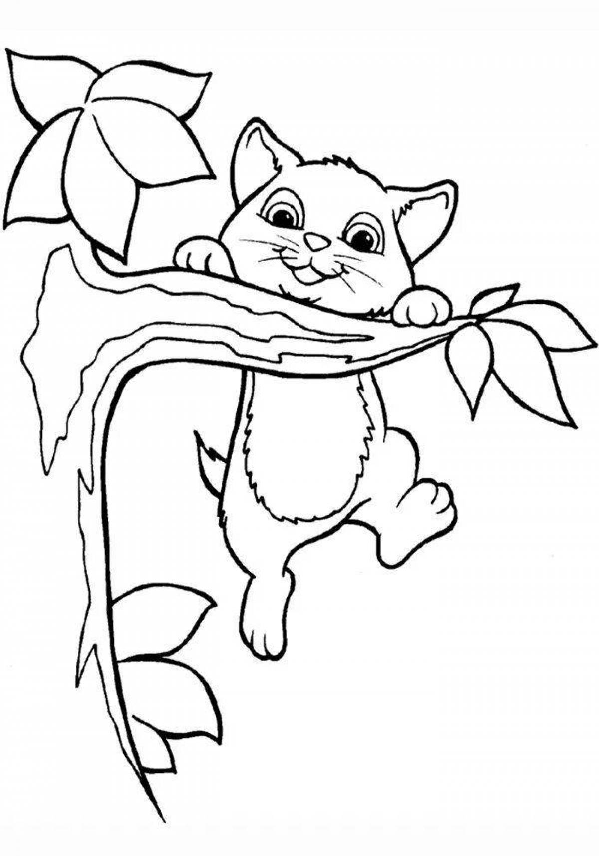 Outstanding kitten coloring book for 5-6 year olds