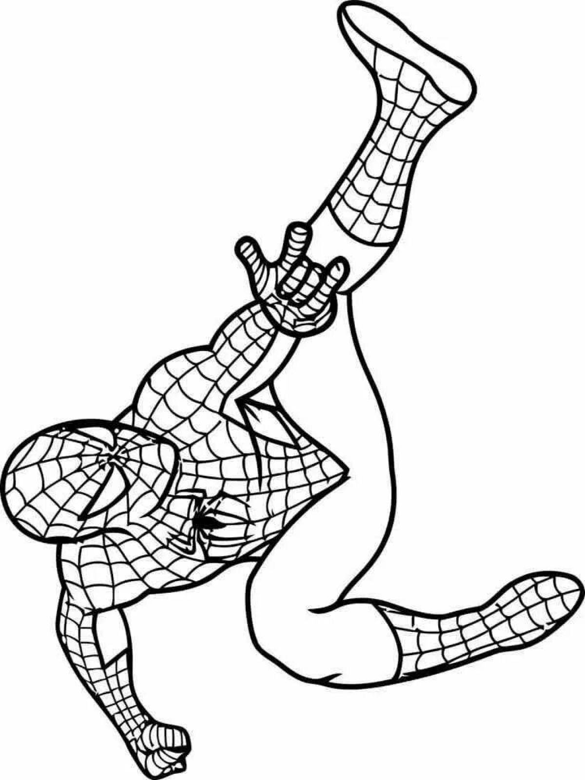 Colorful spiderman coloring page for kids