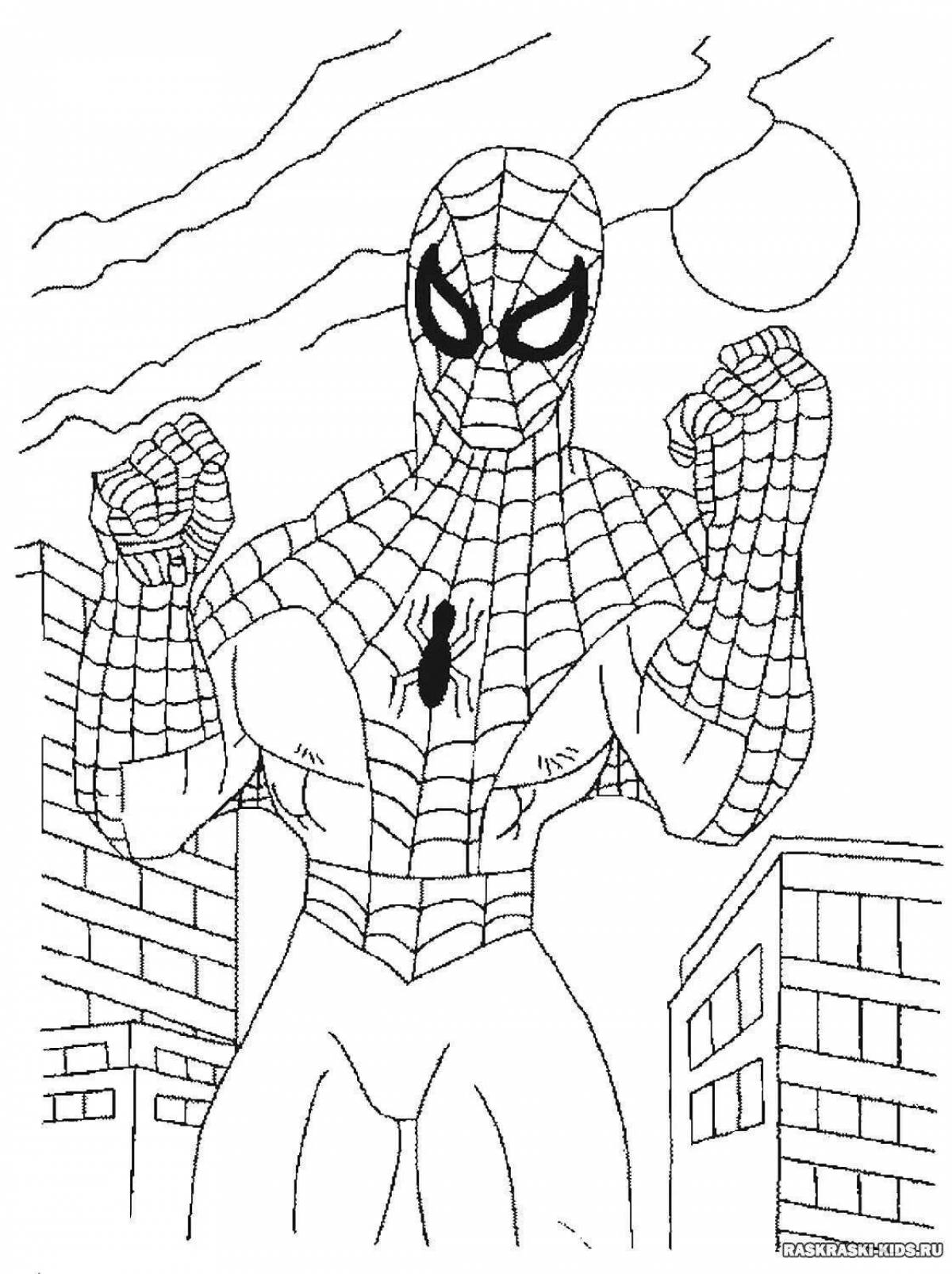 Colorful spiderman coloring page for toddlers
