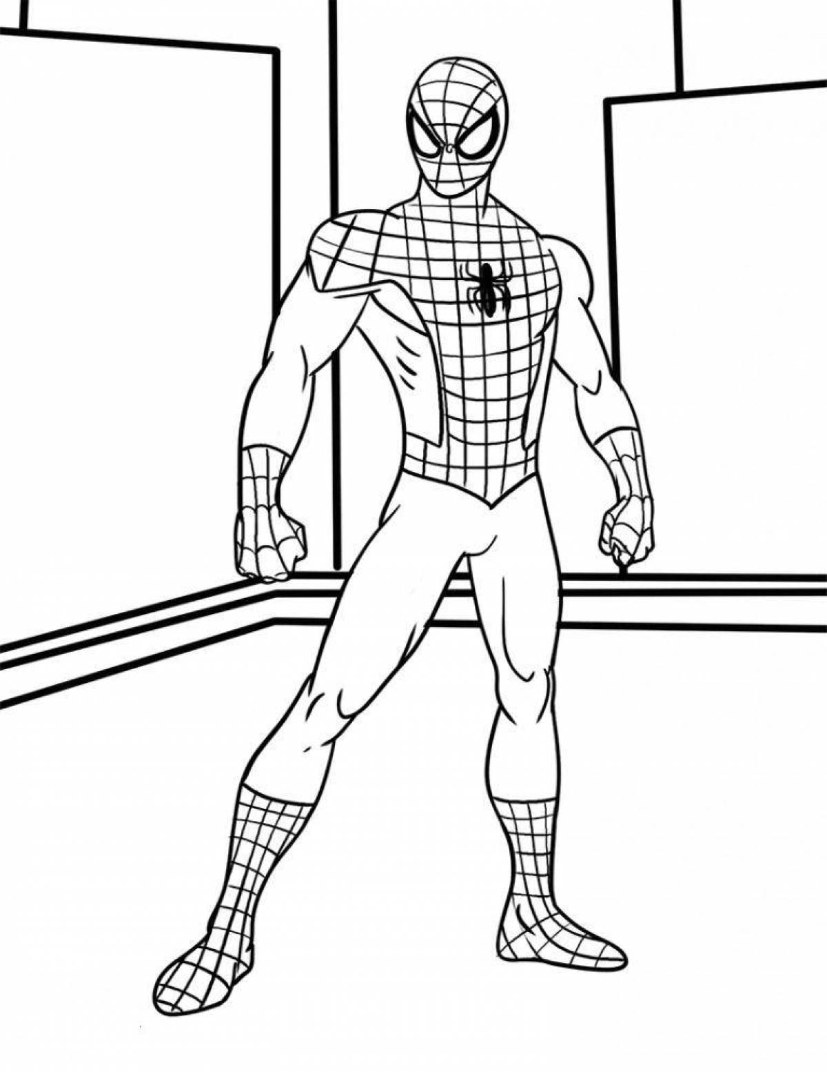 Яркая страница раскраски человека-паука для pre-k