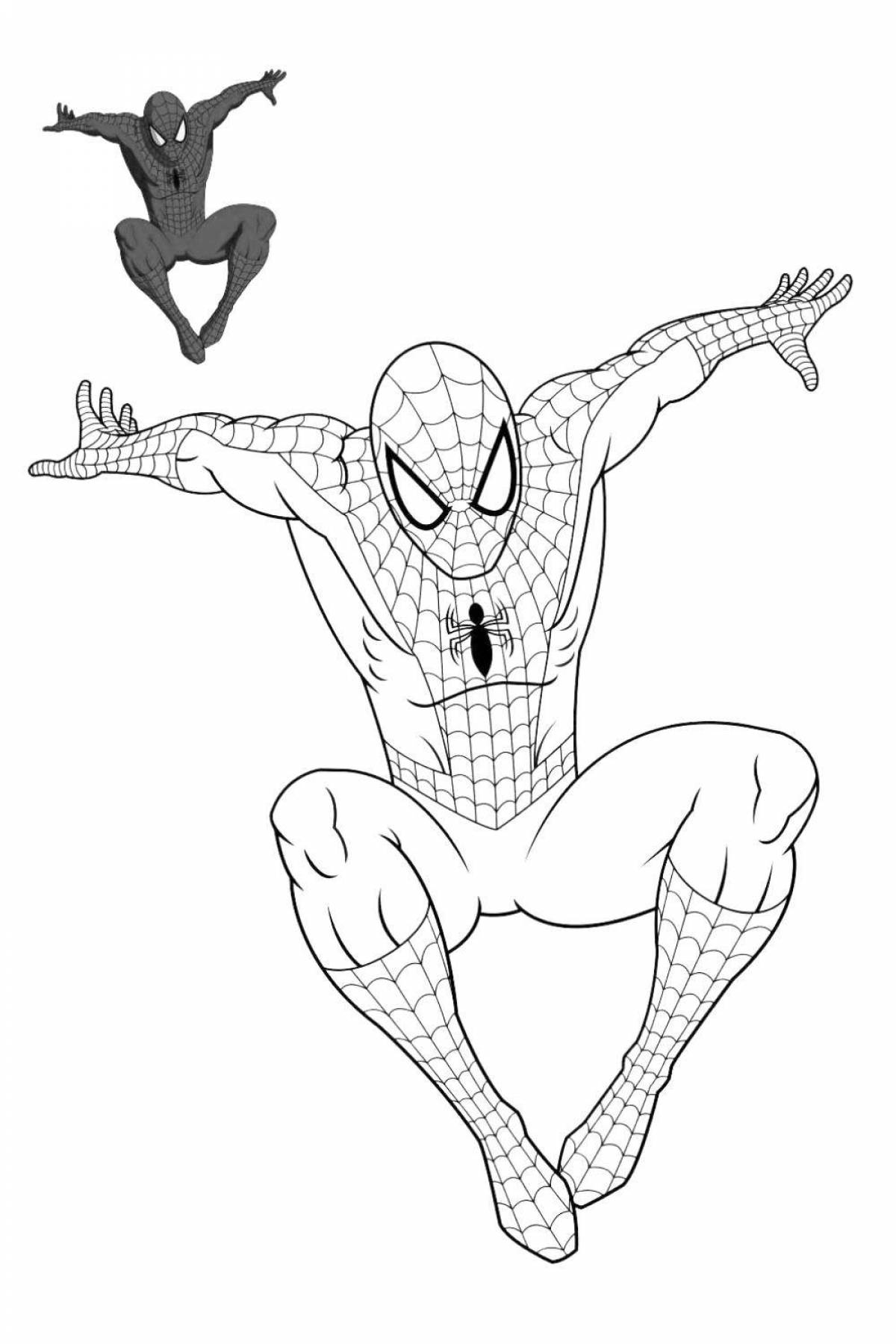 Spiderman's fun coloring page for preschoolers