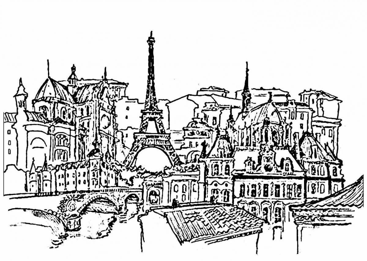 Coloring page charming paris