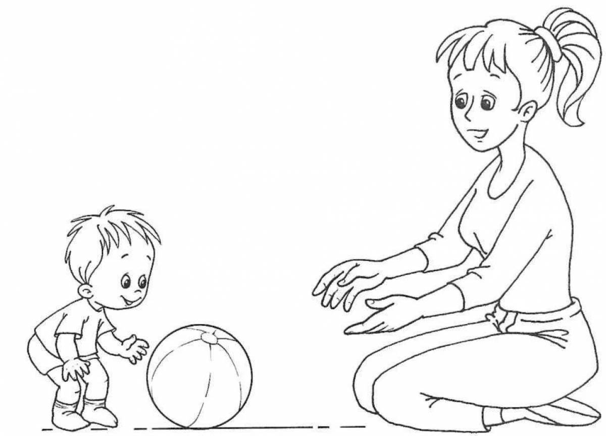 Living children playing coloring pages