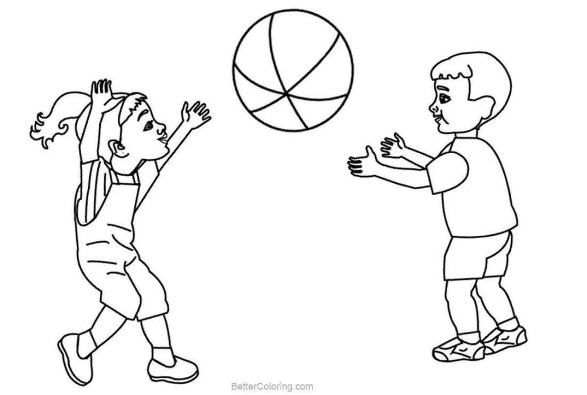 Radiant kids playing coloring page