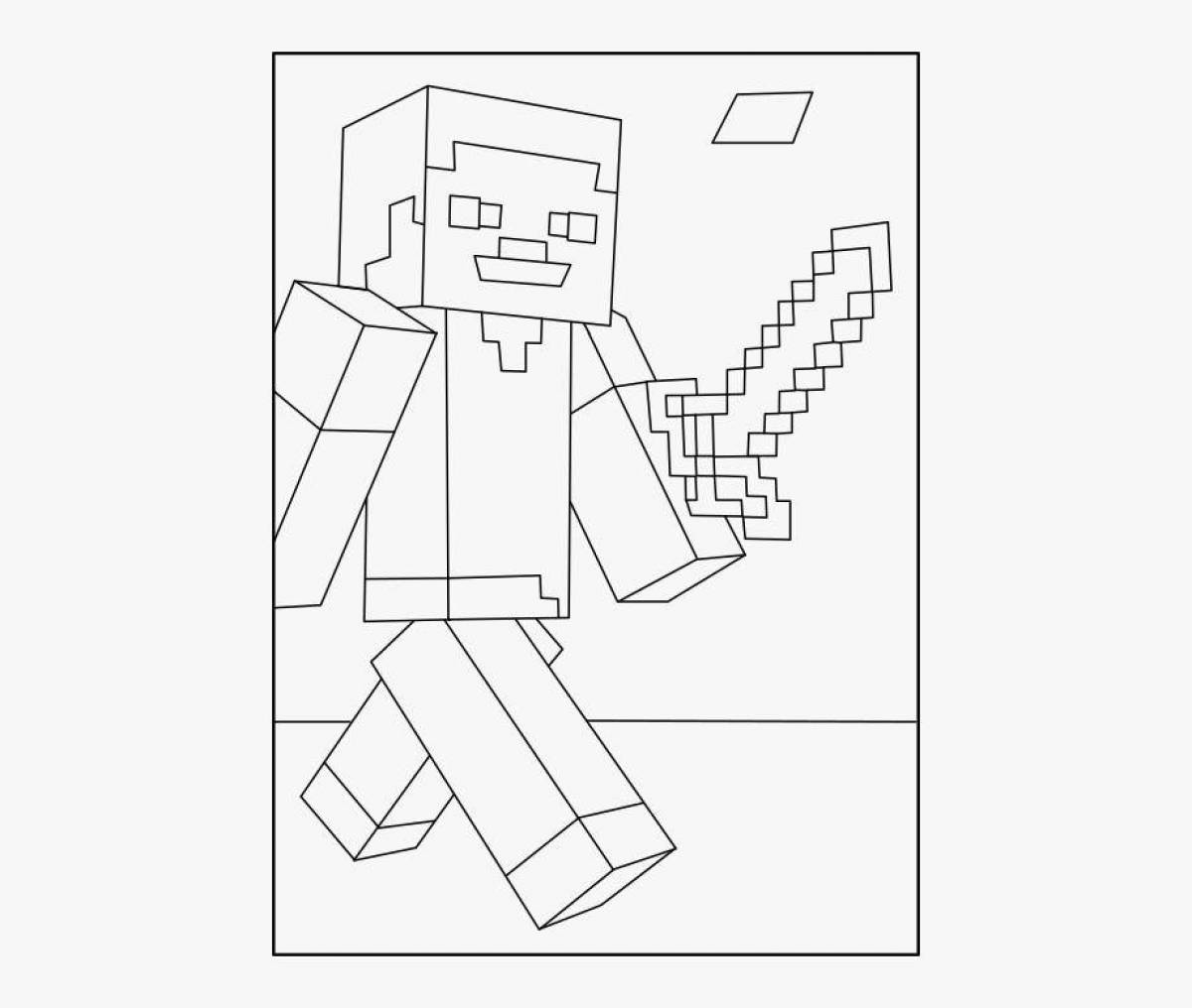 Excellent minecraft coloring page