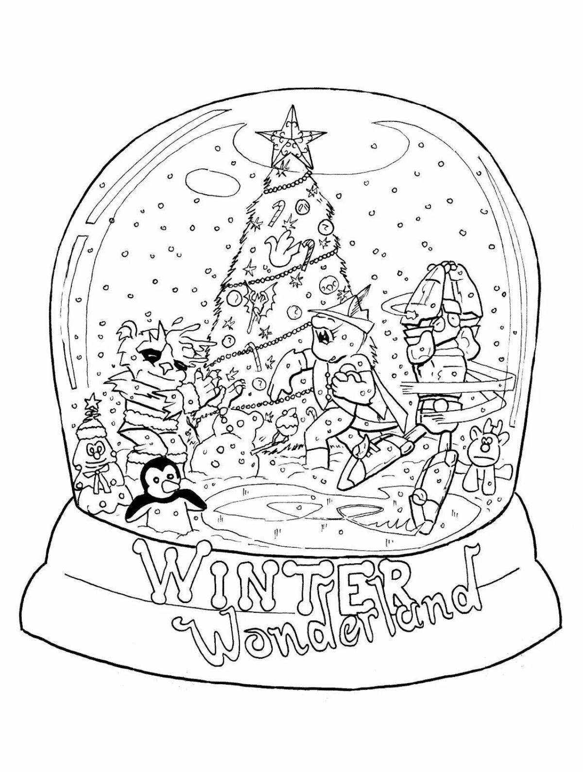 Colorful snowball coloring page