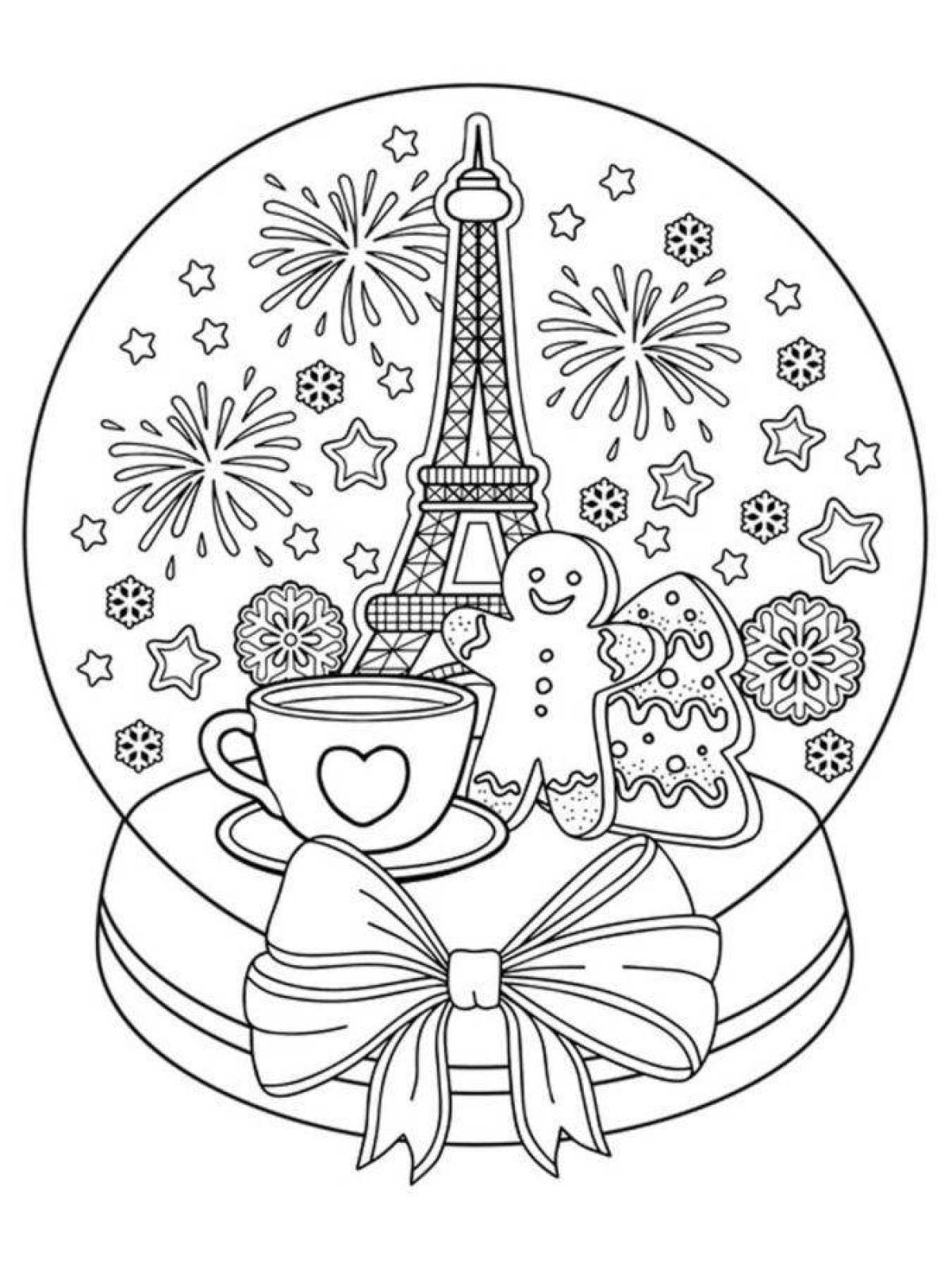 Glowing snowball coloring page