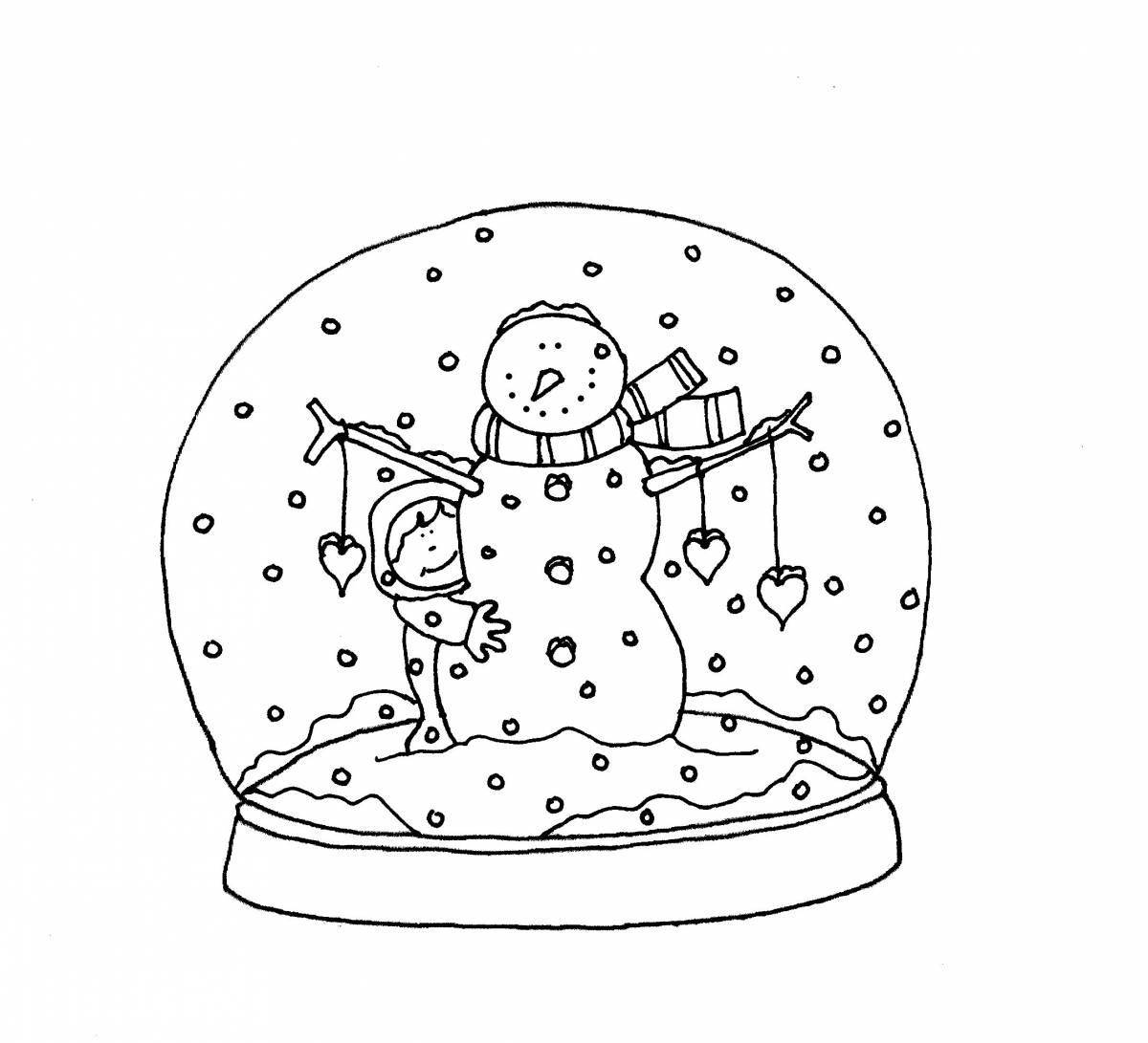 Glittering snowball coloring page