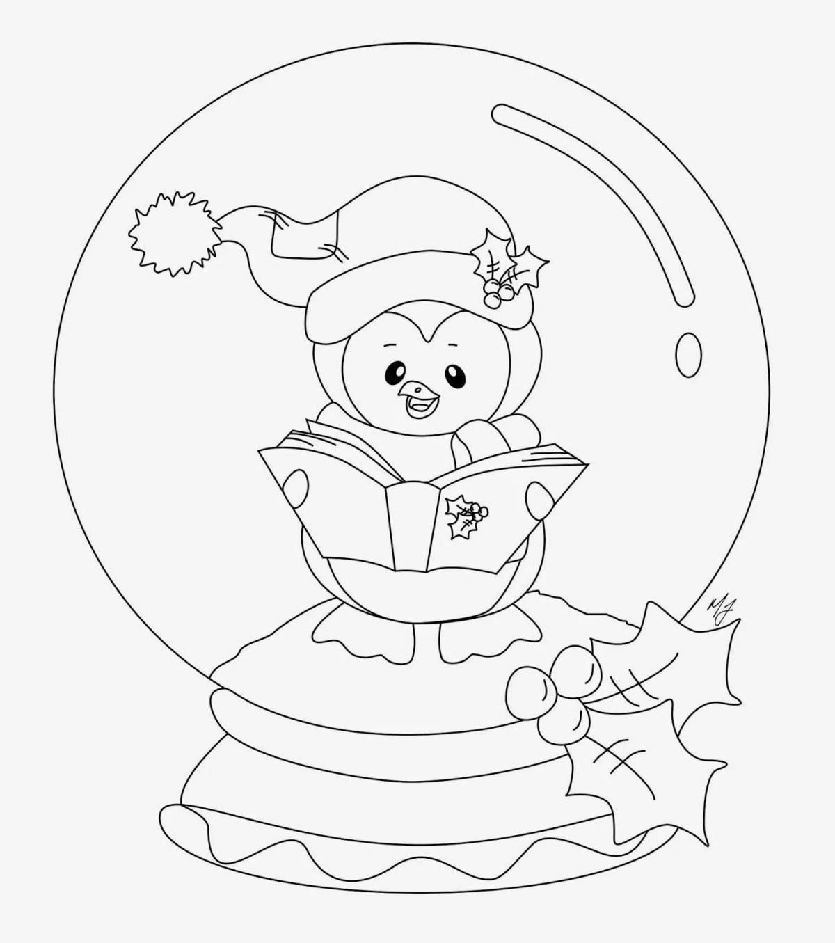 Exciting snowball coloring page