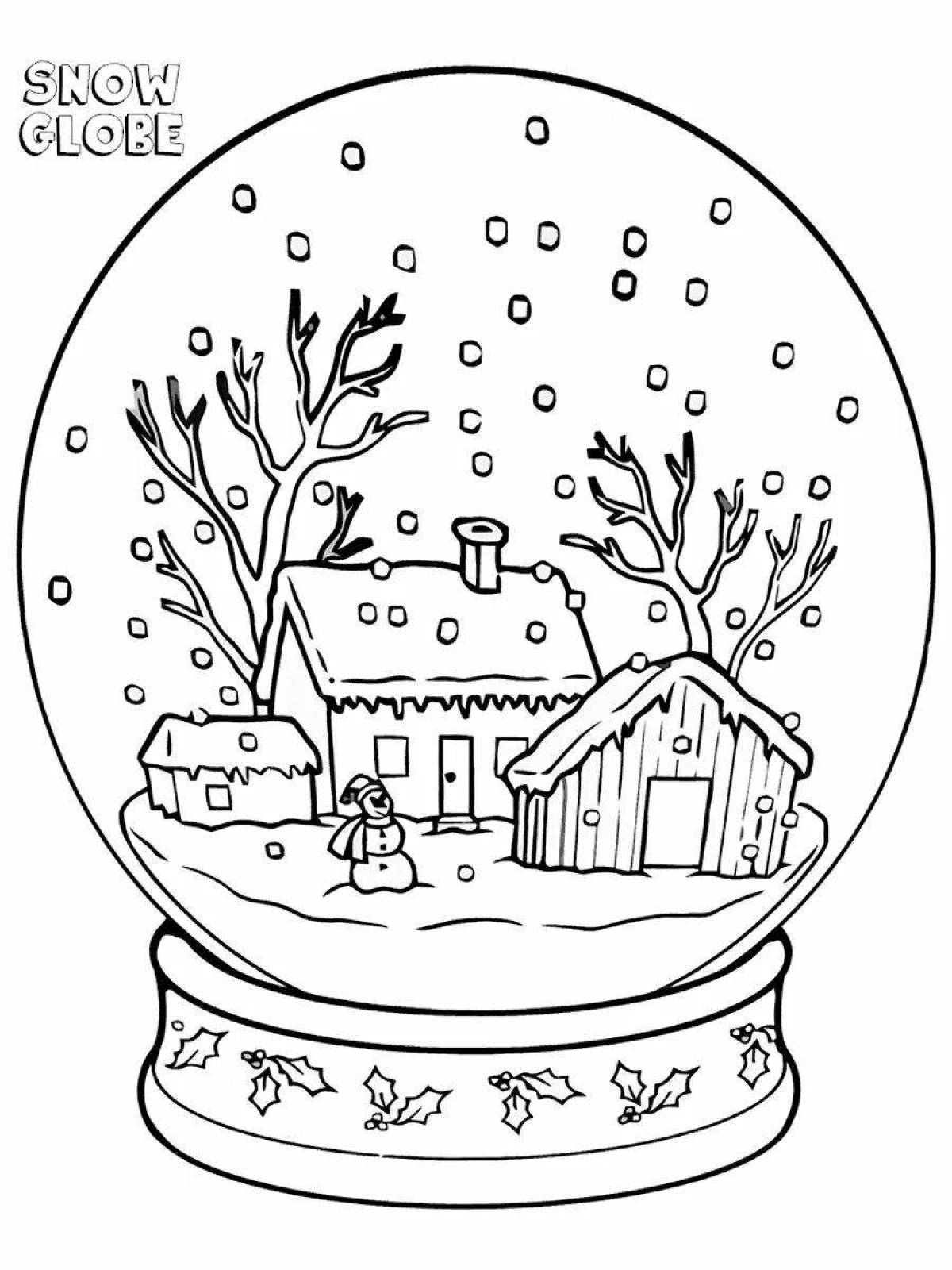 Анимированная страница раскраски «снежок»
