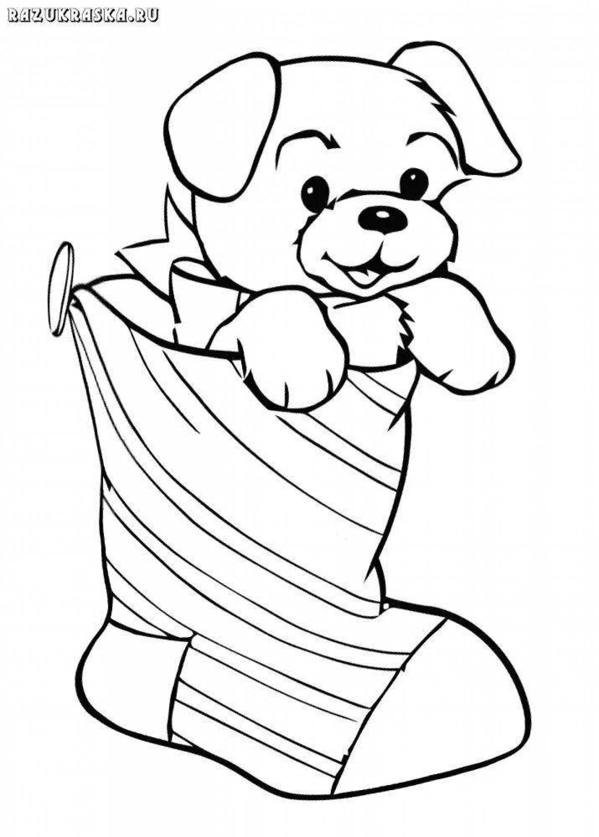 Adorable dog Christmas coloring book