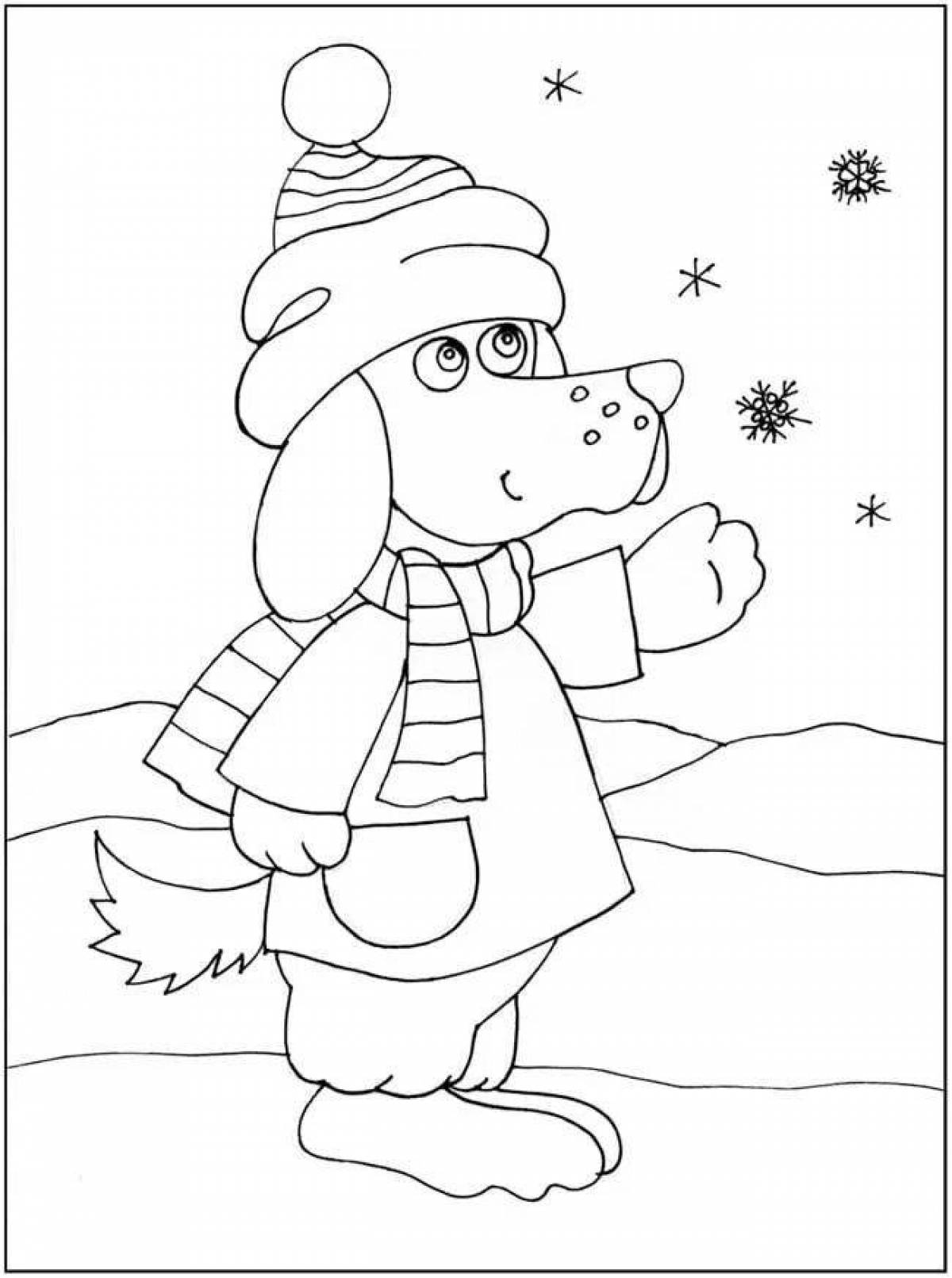 Bright Christmas dog coloring book