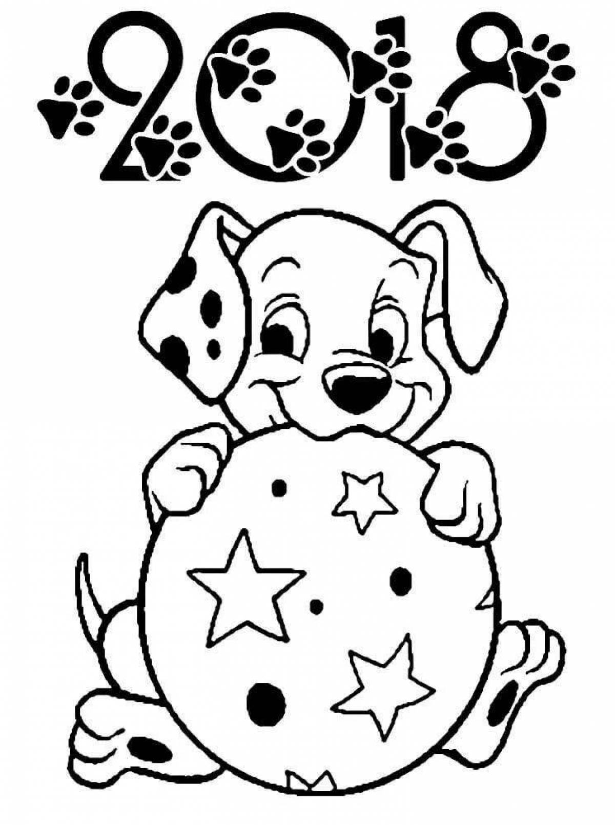 Cute dog Christmas coloring book