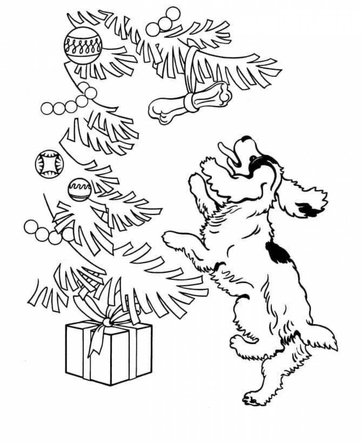Раскраска королевская рождественская собака