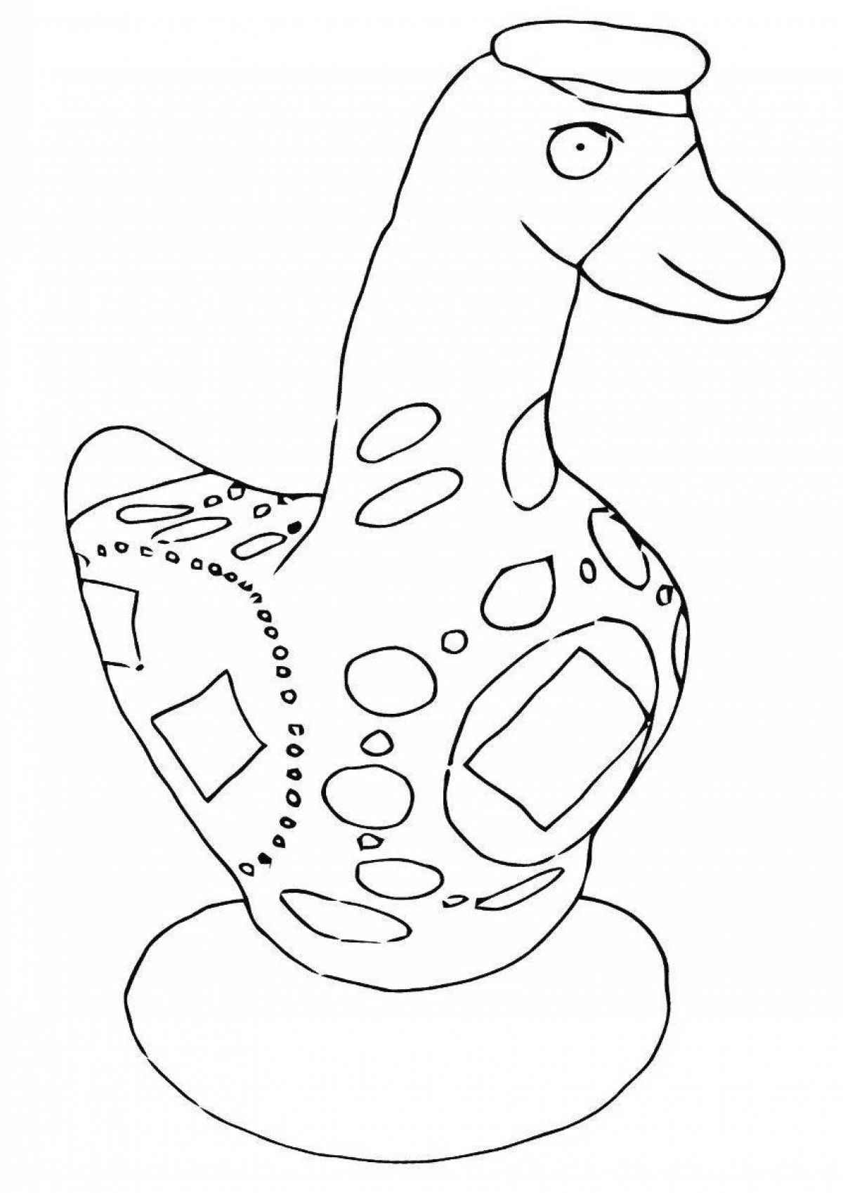 Coloring page charming Dymkovo duck