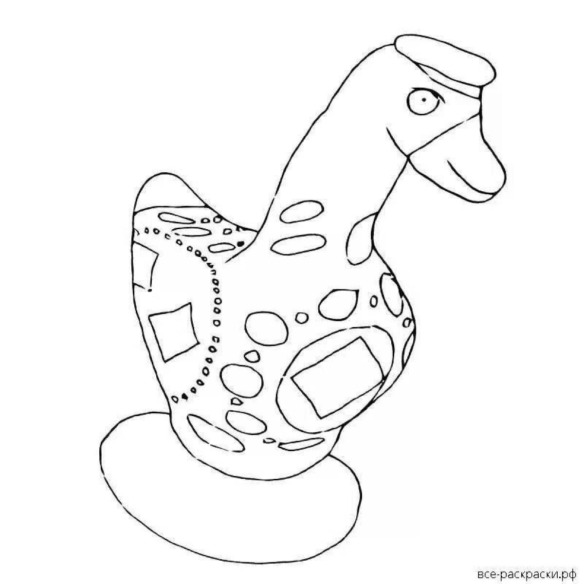 Coloring mystical Dymkovo duck