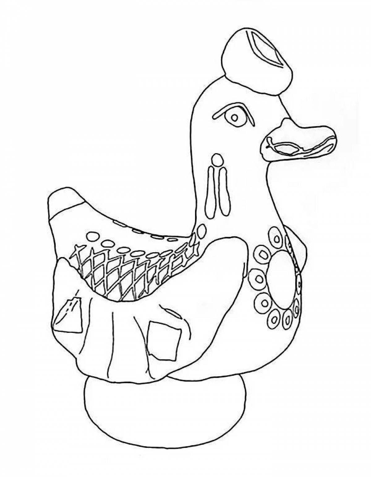 Cool Dymkovo duck coloring page