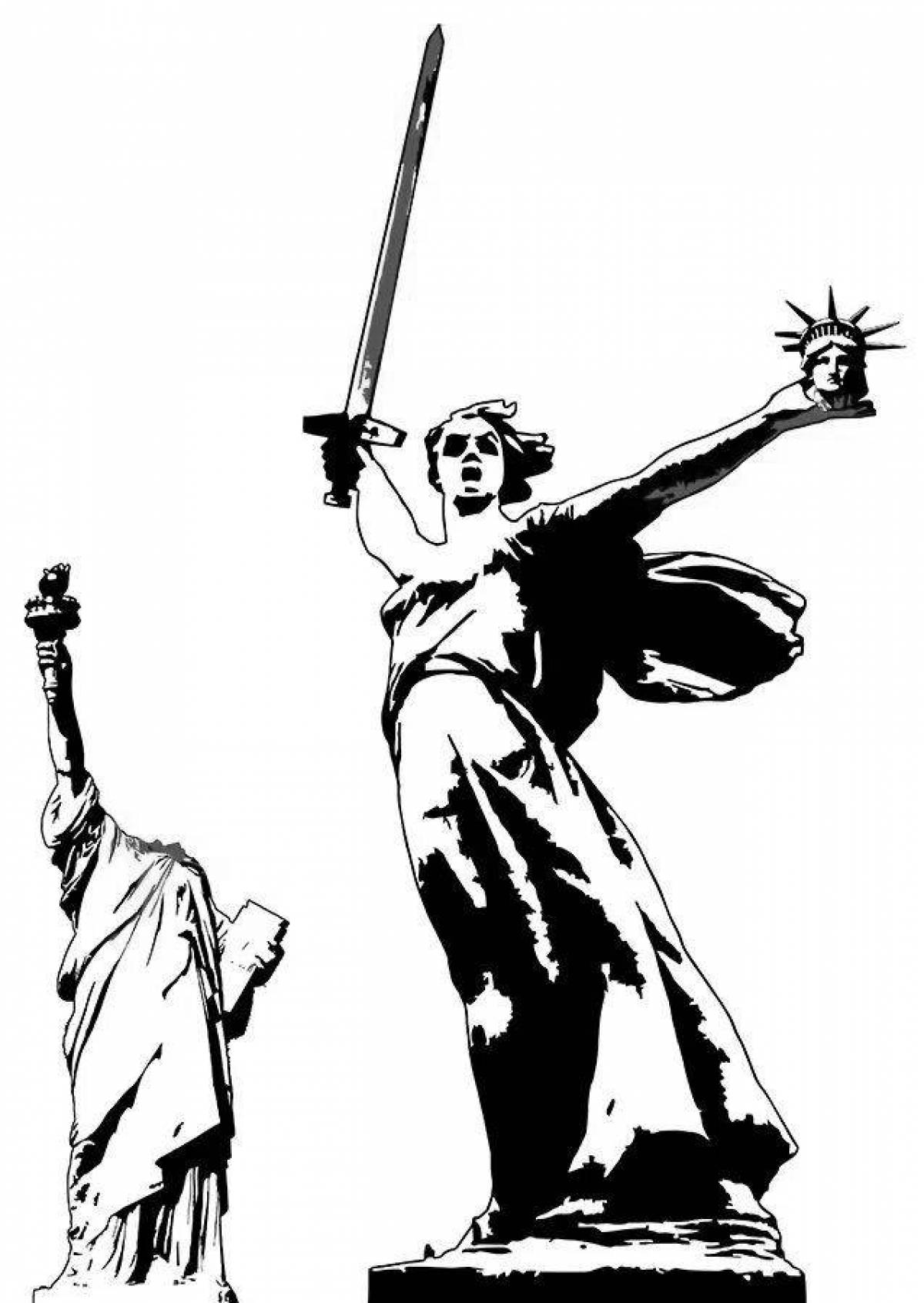 Colorfully shaded Volgograd motherland coloring book