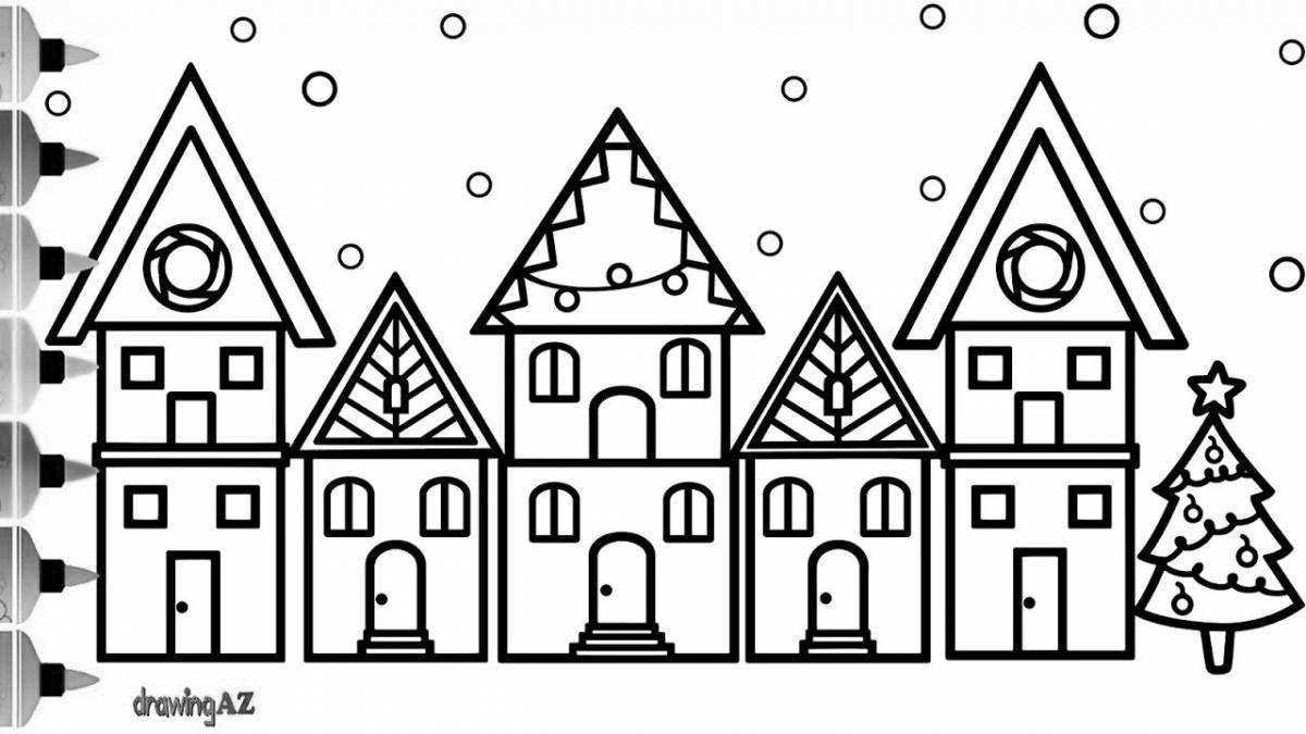 Cute houses coloring for kids