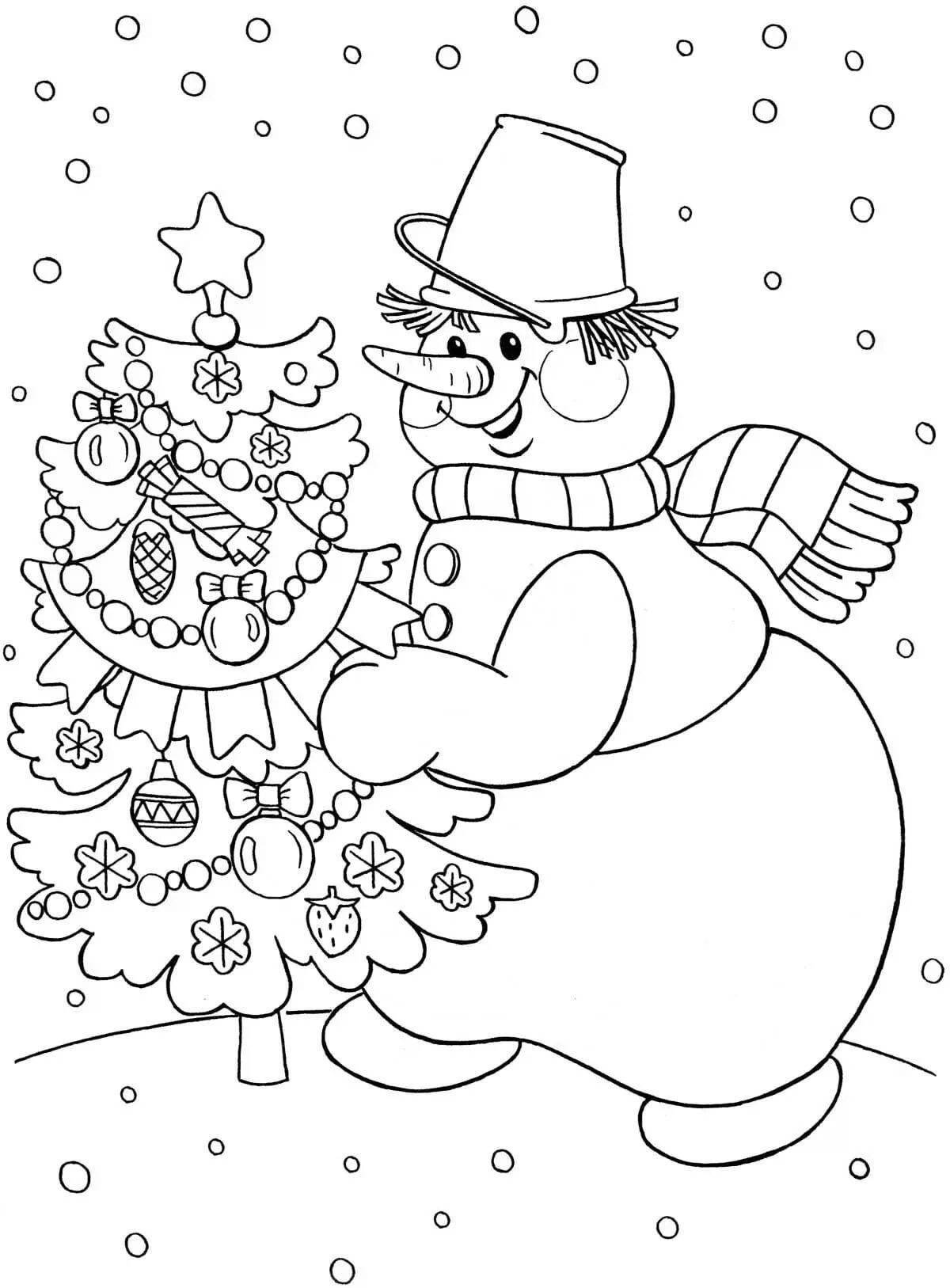 Coloring tree and snowman