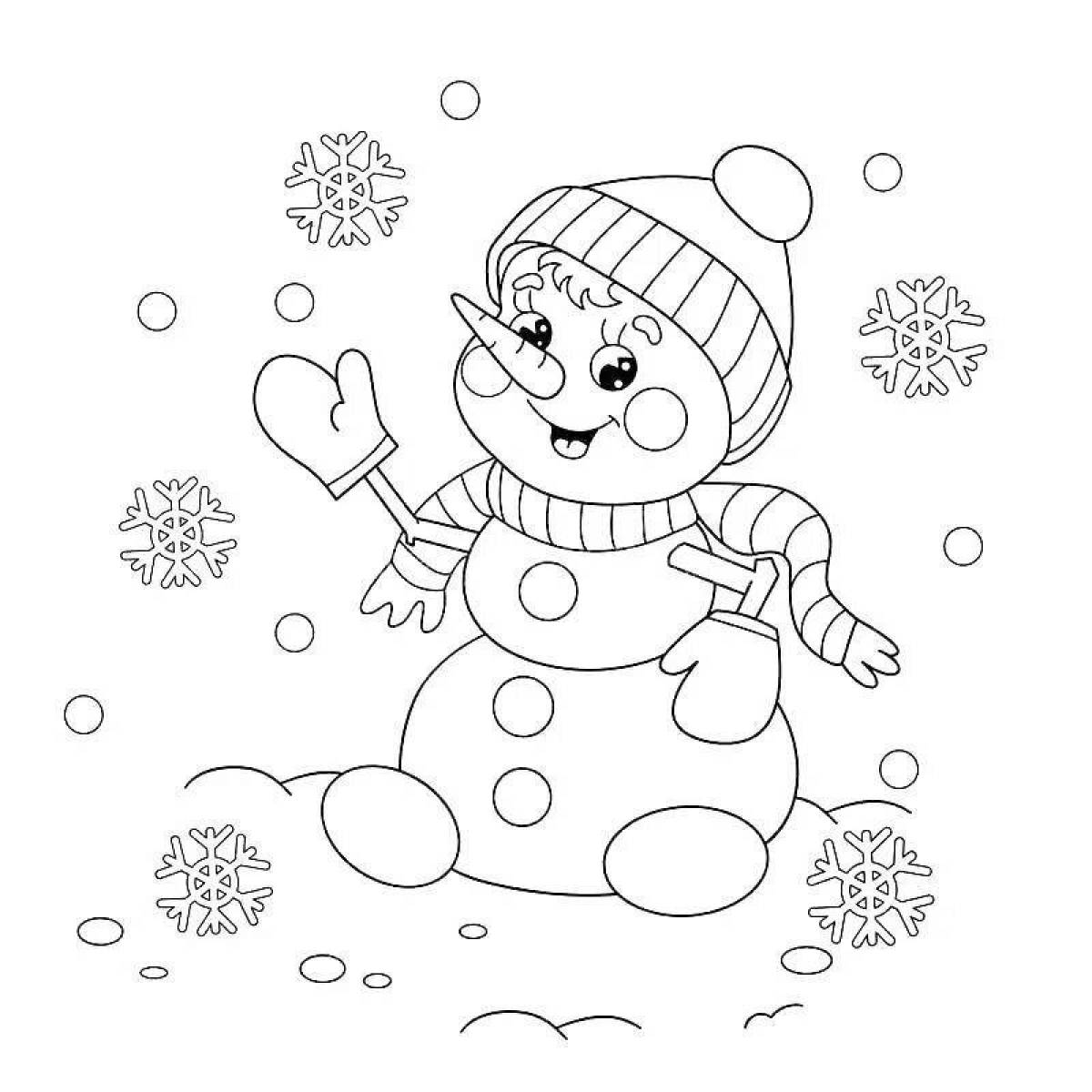 Glitter tree and snowman coloring book