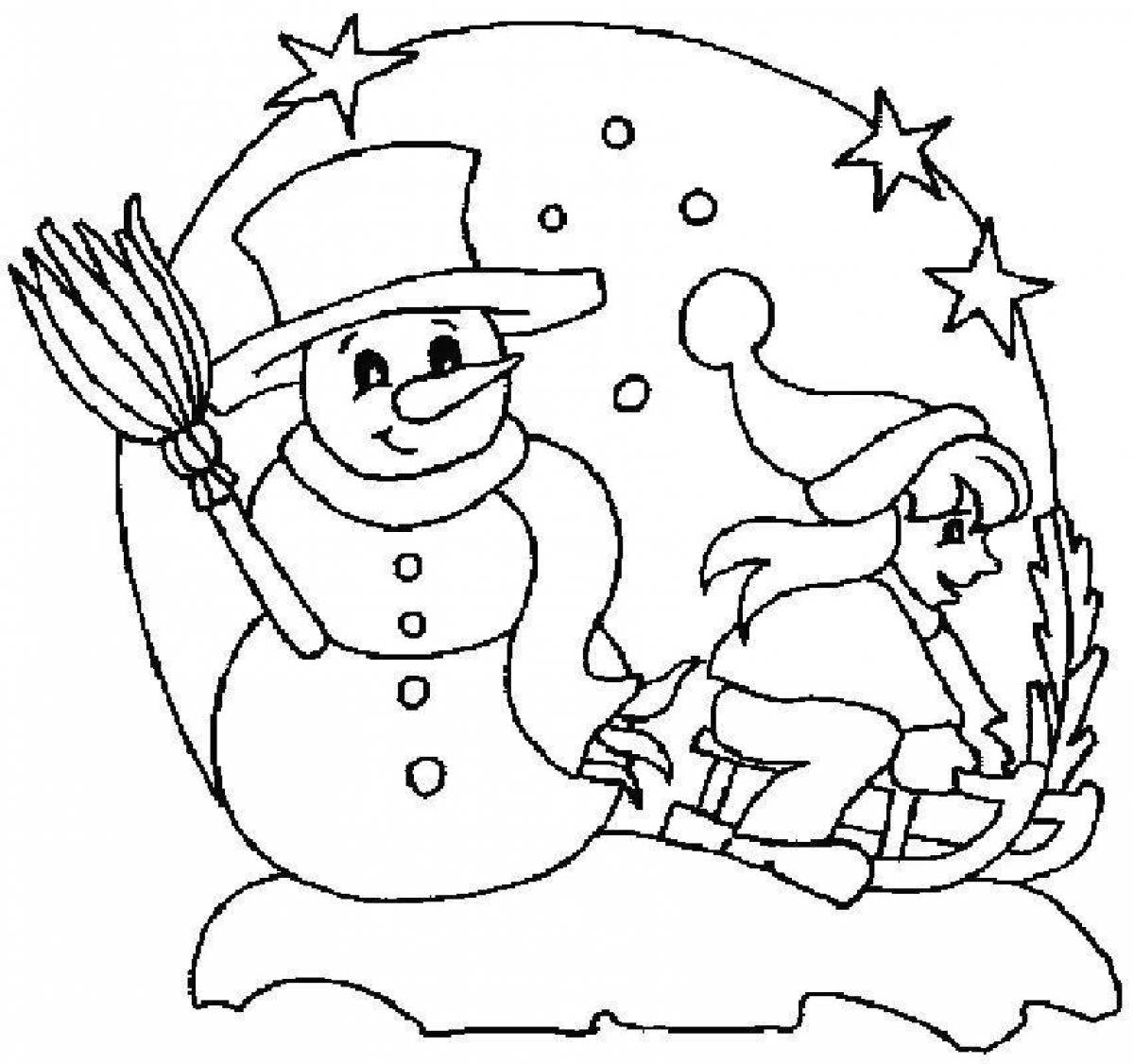 Gross tree and snowman coloring page