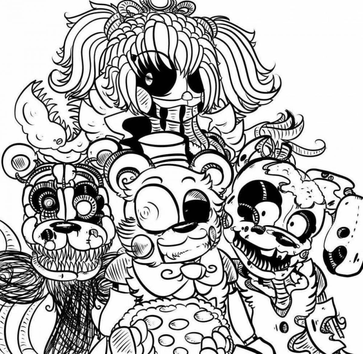 Charming glam rock freddy coloring book