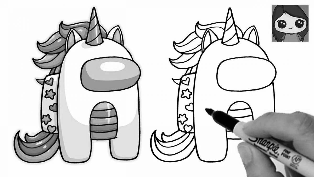 Fun coloring unicorn among aces