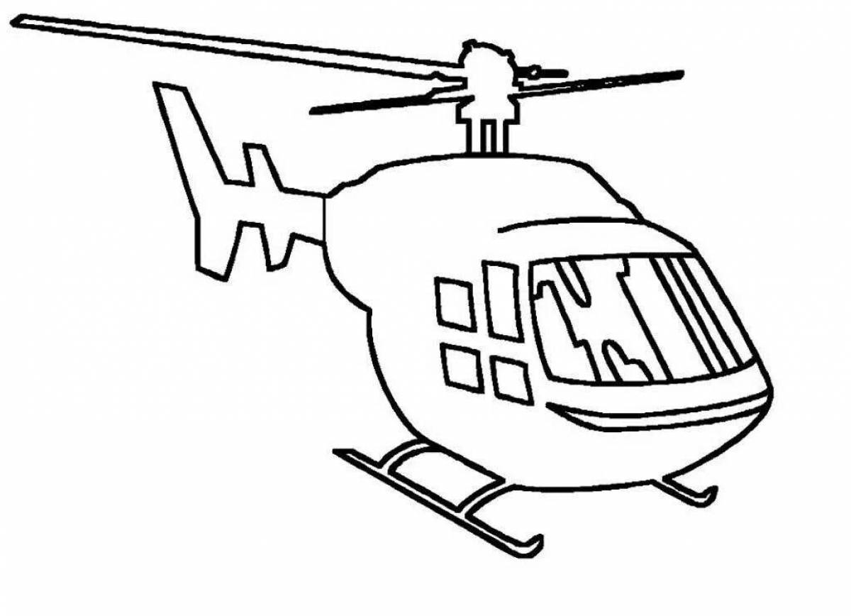 Glowing Helicopter Coloring Page for Boys