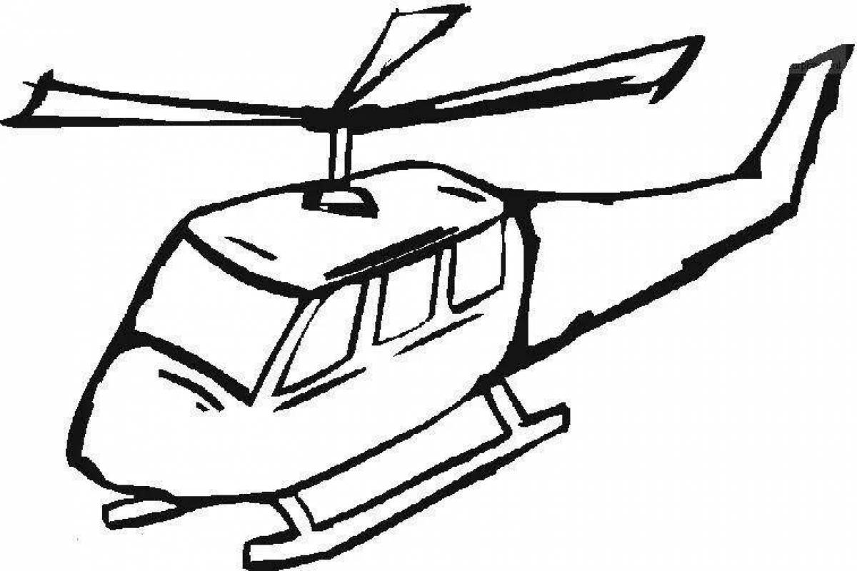 Игривая страница раскраски вертолета для мальчиков