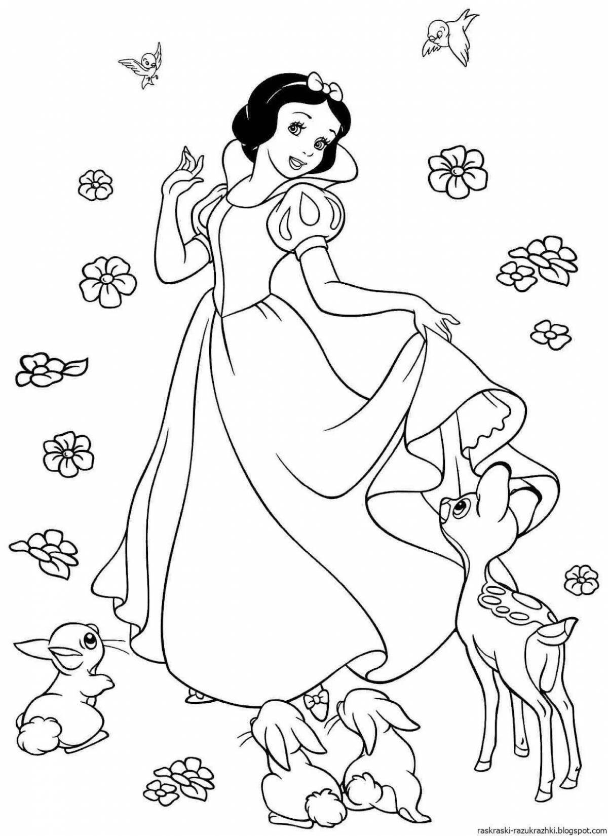 Adorable snow white coloring book for kids