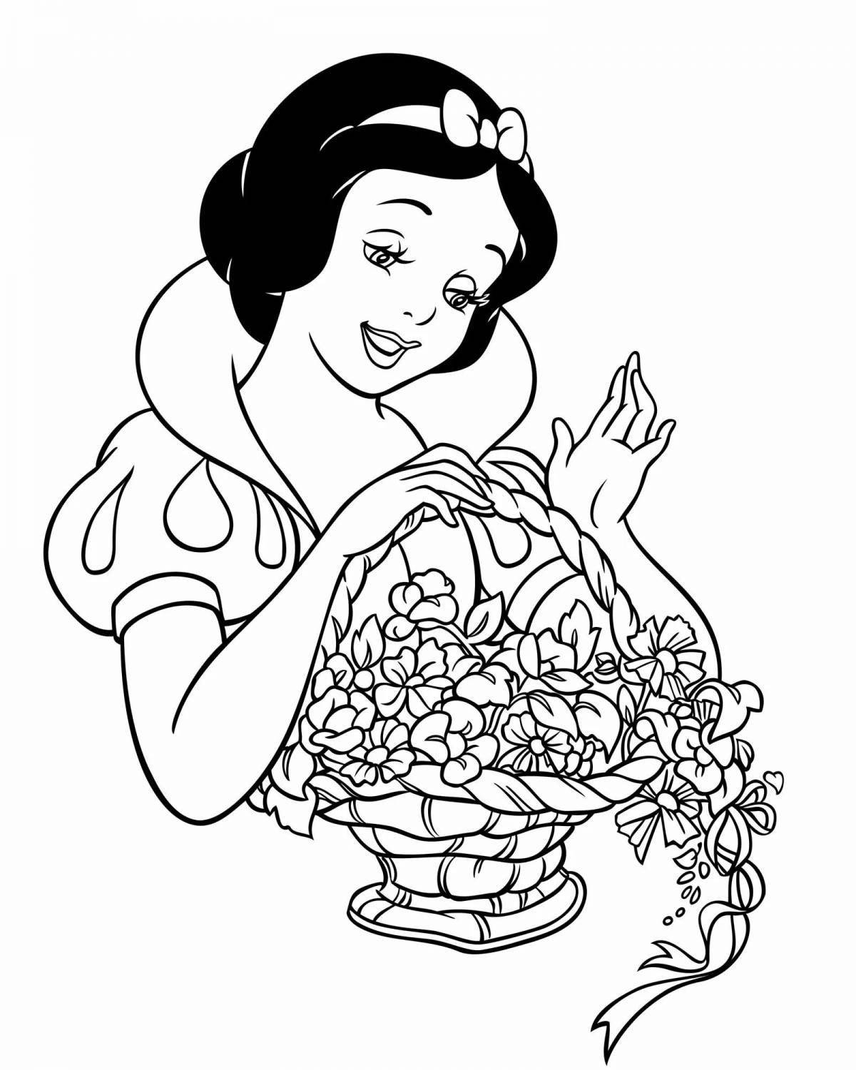 Cute snow white coloring for kids