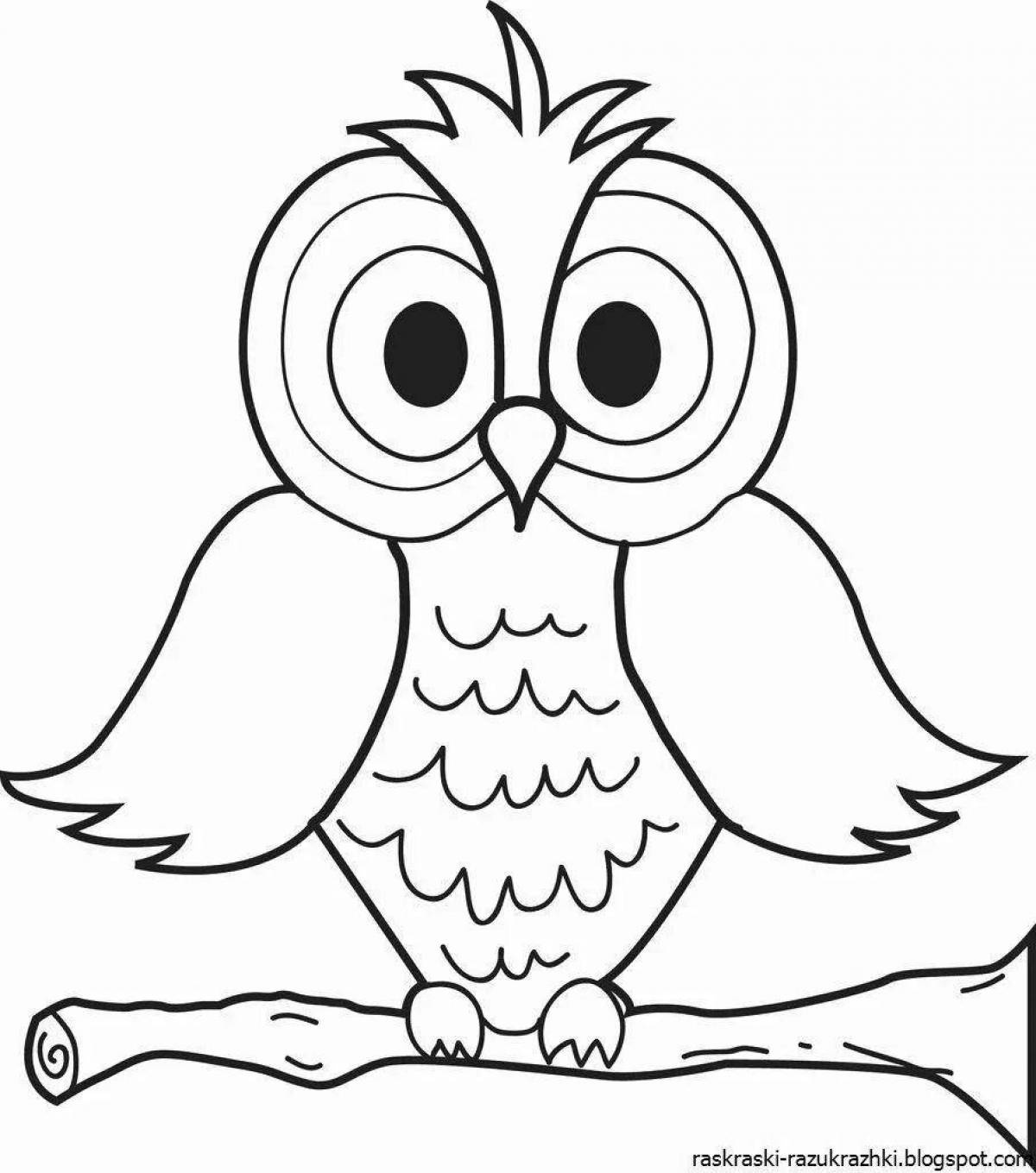 Colorful owl coloring page for kids