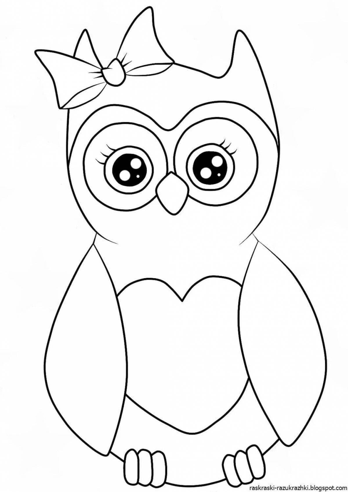 Fancy owl coloring for kids