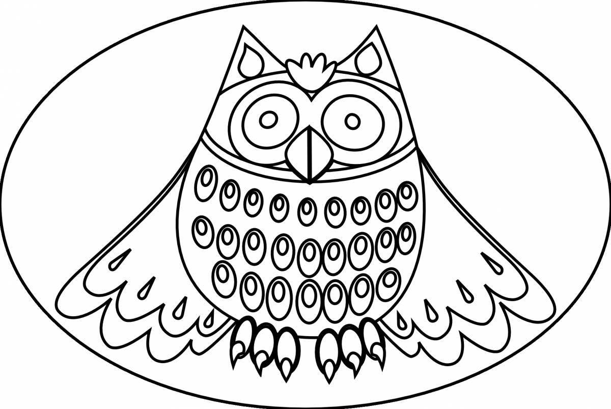 Coloring book dazzling owl for kids