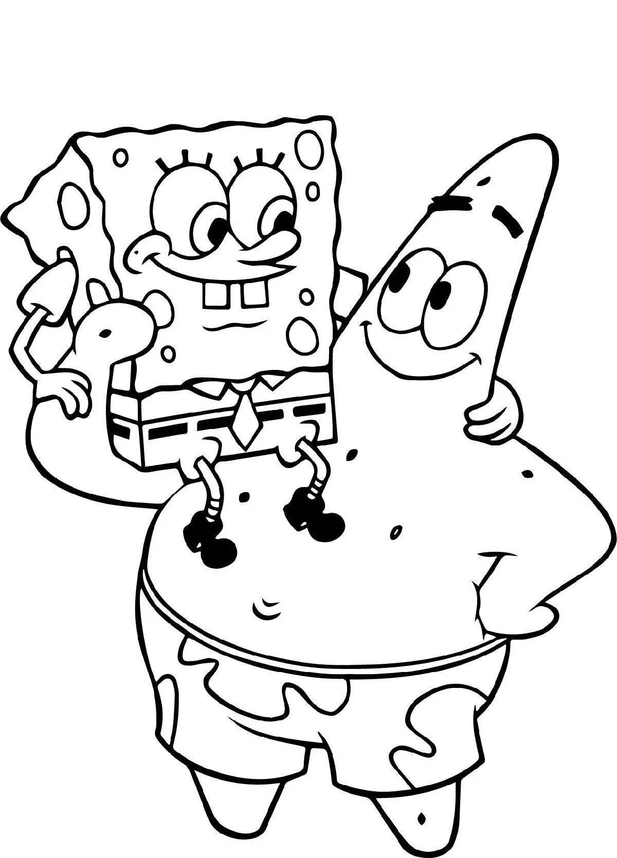 Joyful coloring spongebob and patrick