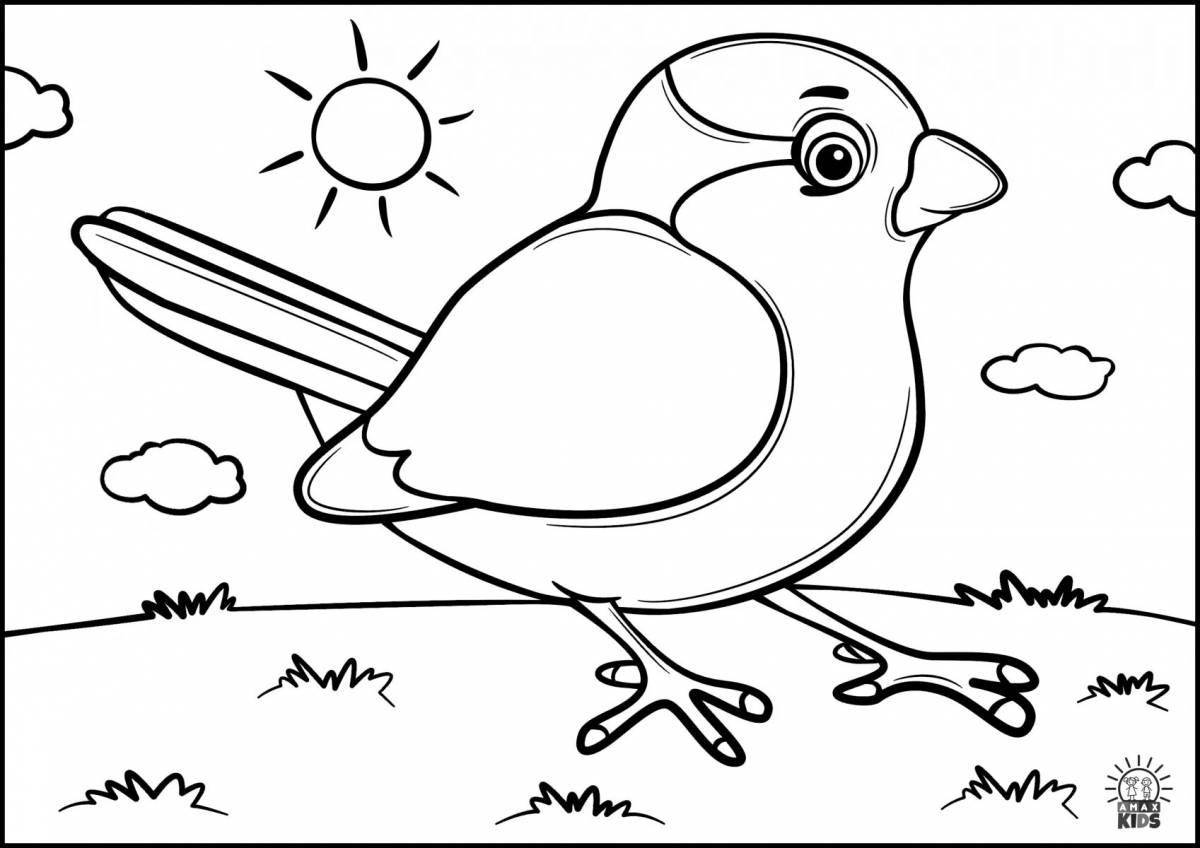Coloring cute sparrow for children 3-4 years old