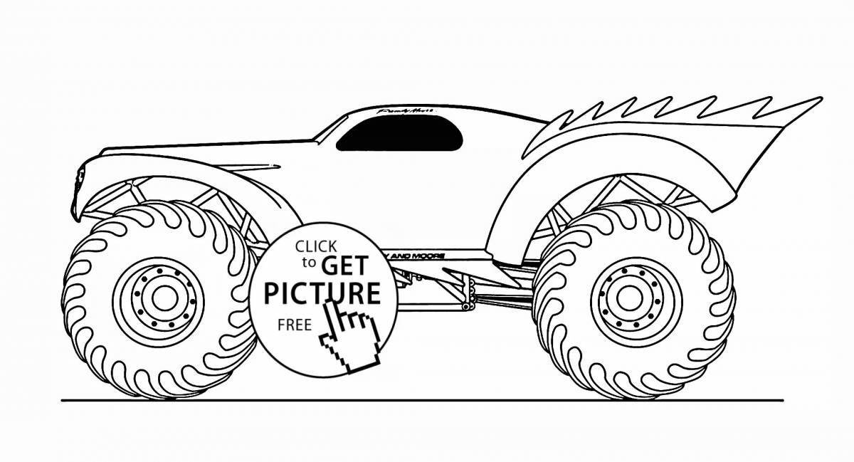 Monster truck coloring book for 3-4 year olds