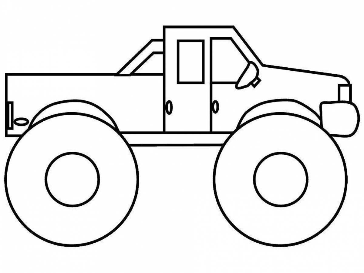 Привлекательная раскраска monster truck для детей 3-4 лет