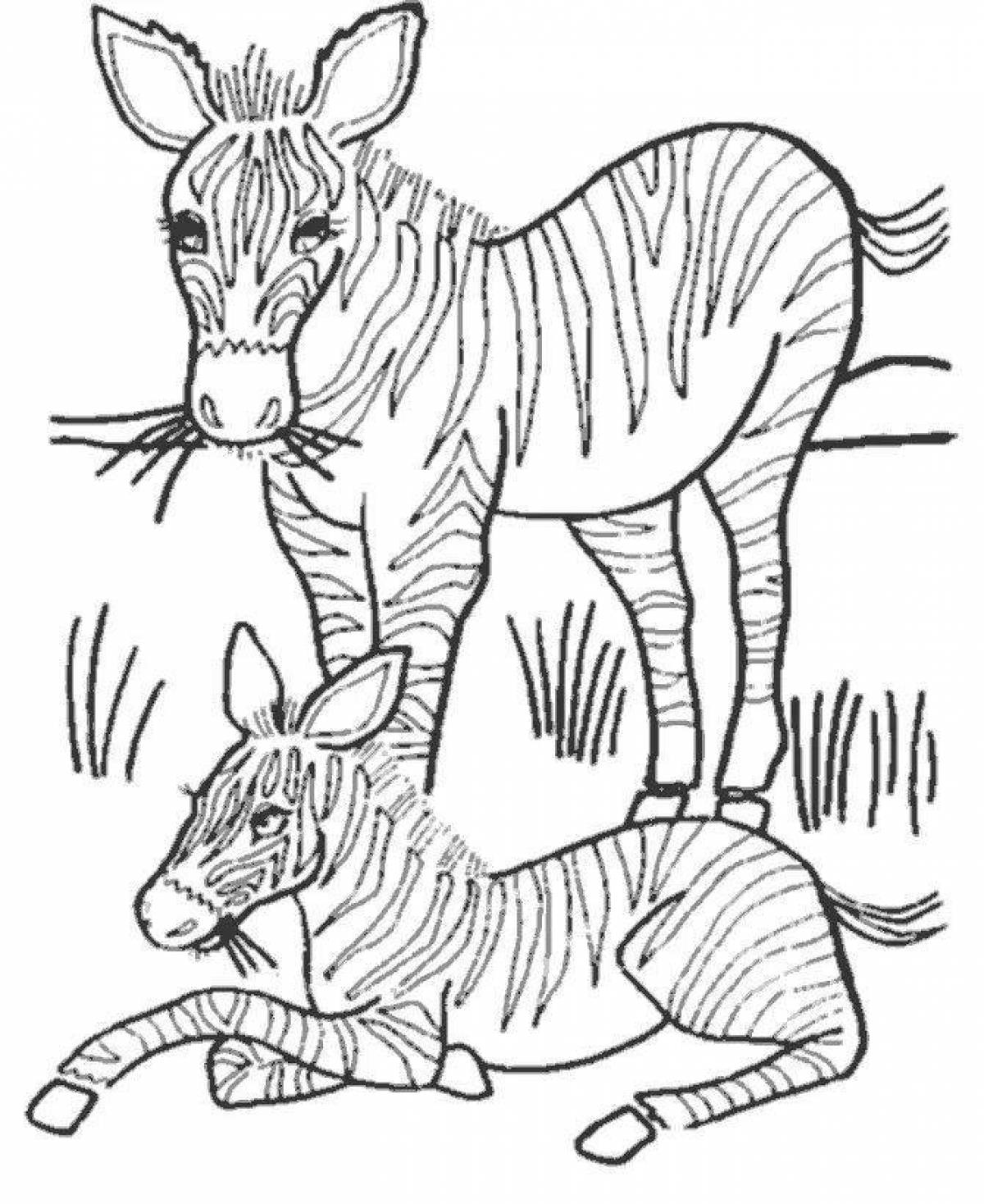 Coloring book funny wild animal and baby
