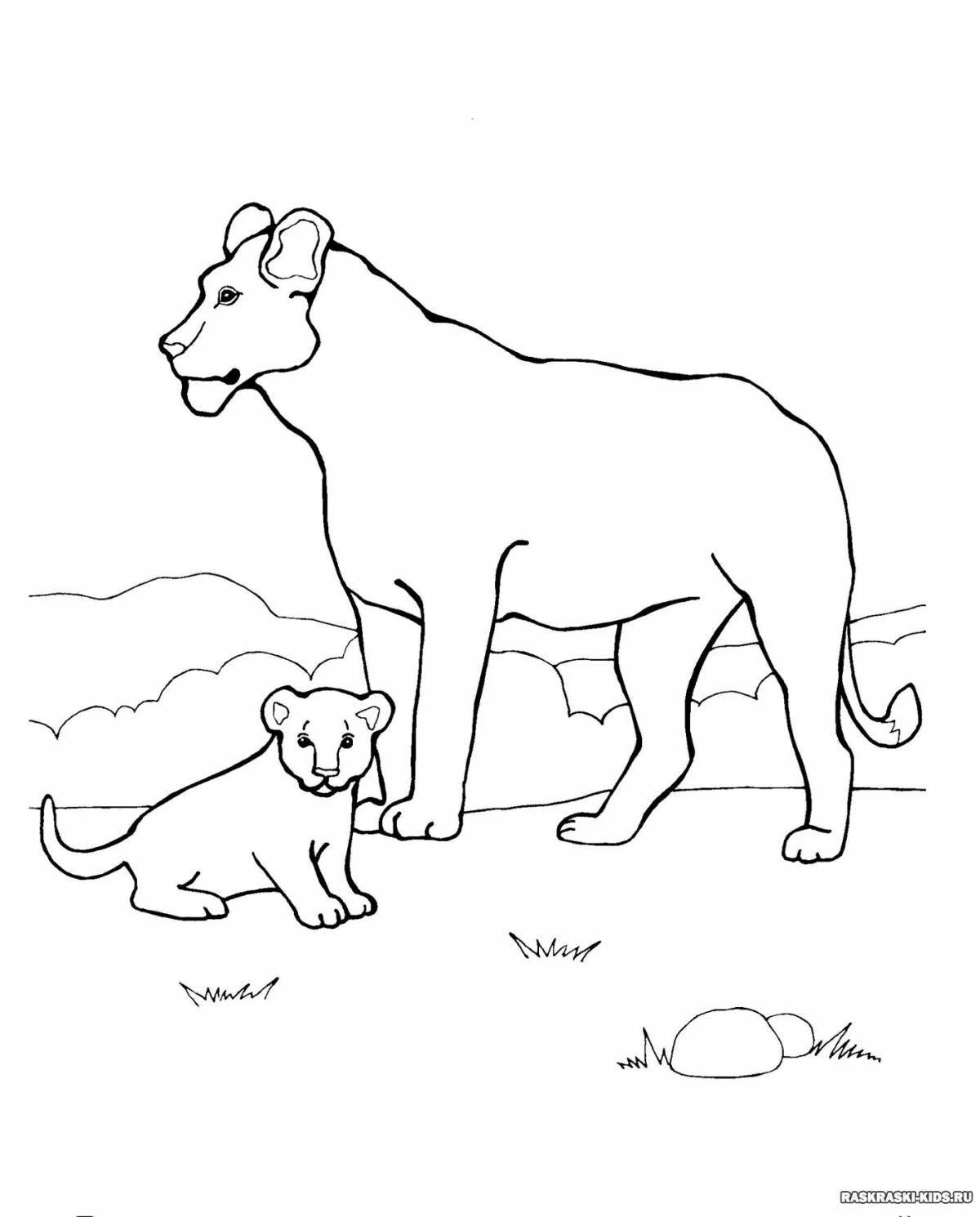 Coloring page gorgeous wild animal and baby