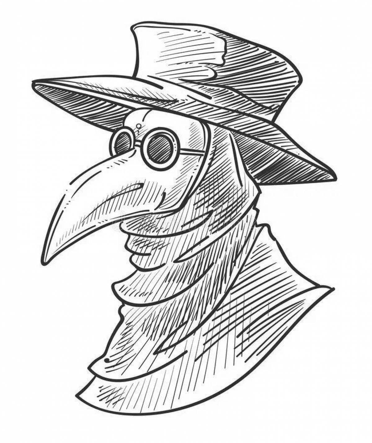 Detailed plague doctor coloring page