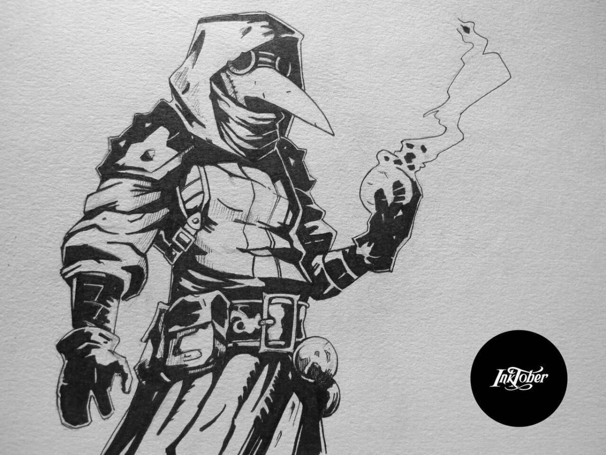 Majestic plague doctor coloring page